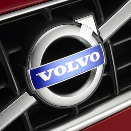 Silver and blue Volvo Emblem