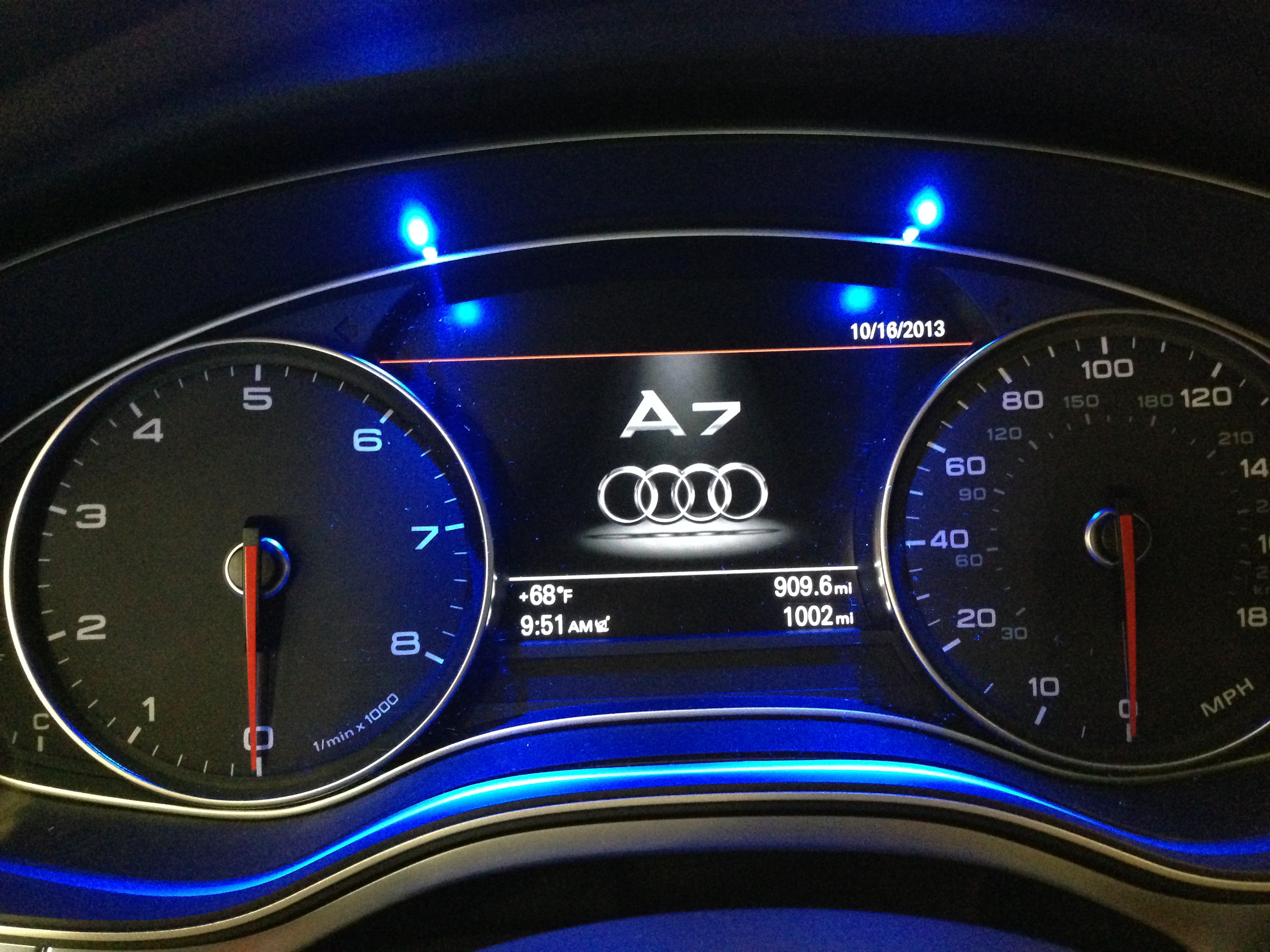 Custom K40 Police Radar Detector Alert LED's and Speaker Installed on 2014 Audi A7 in Allston, MA