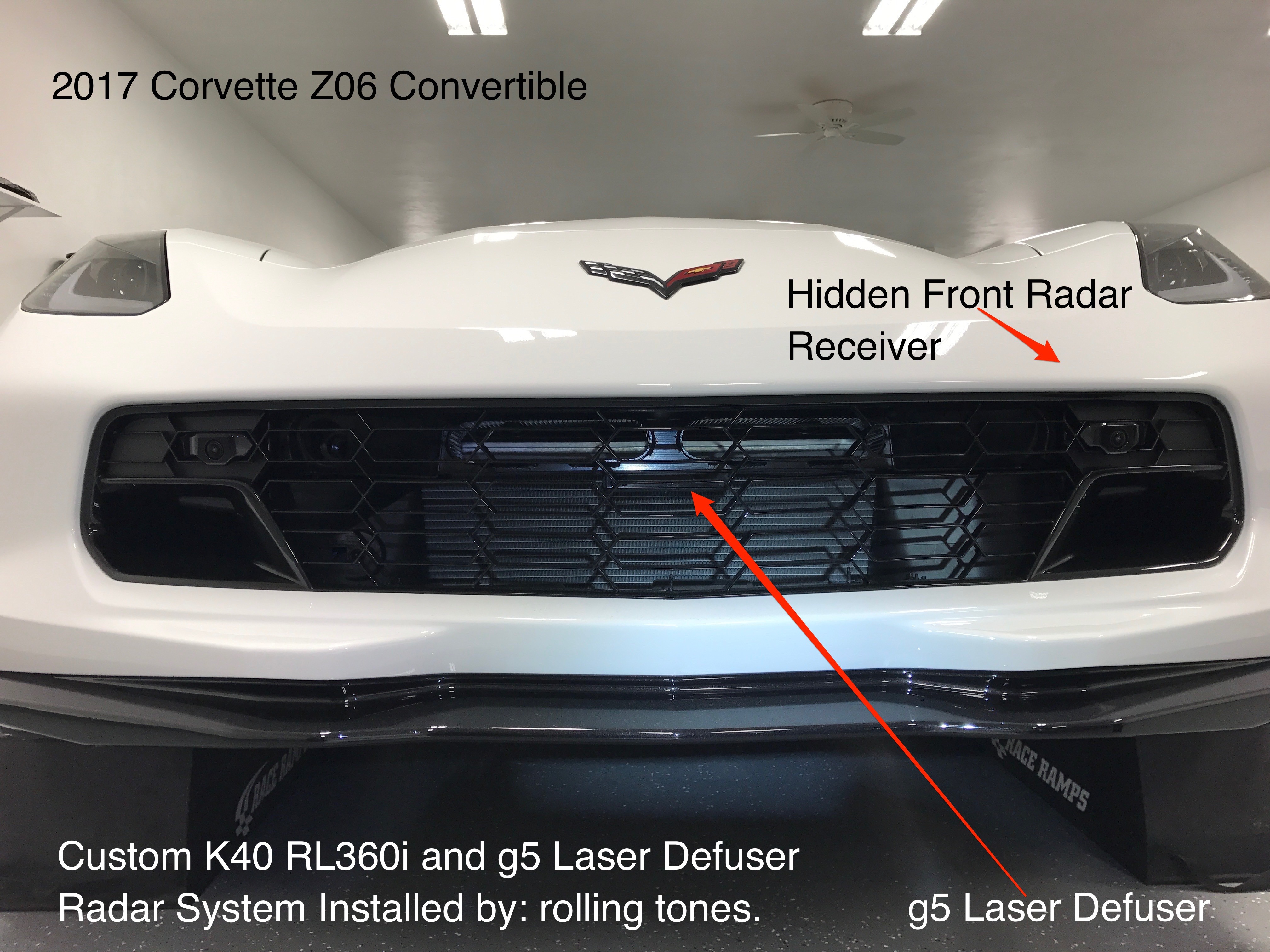 Custom K40 Police Laser Jammers and Hidden Radar Receiver Installed on 2017 Corvette Z06, Concord, NC