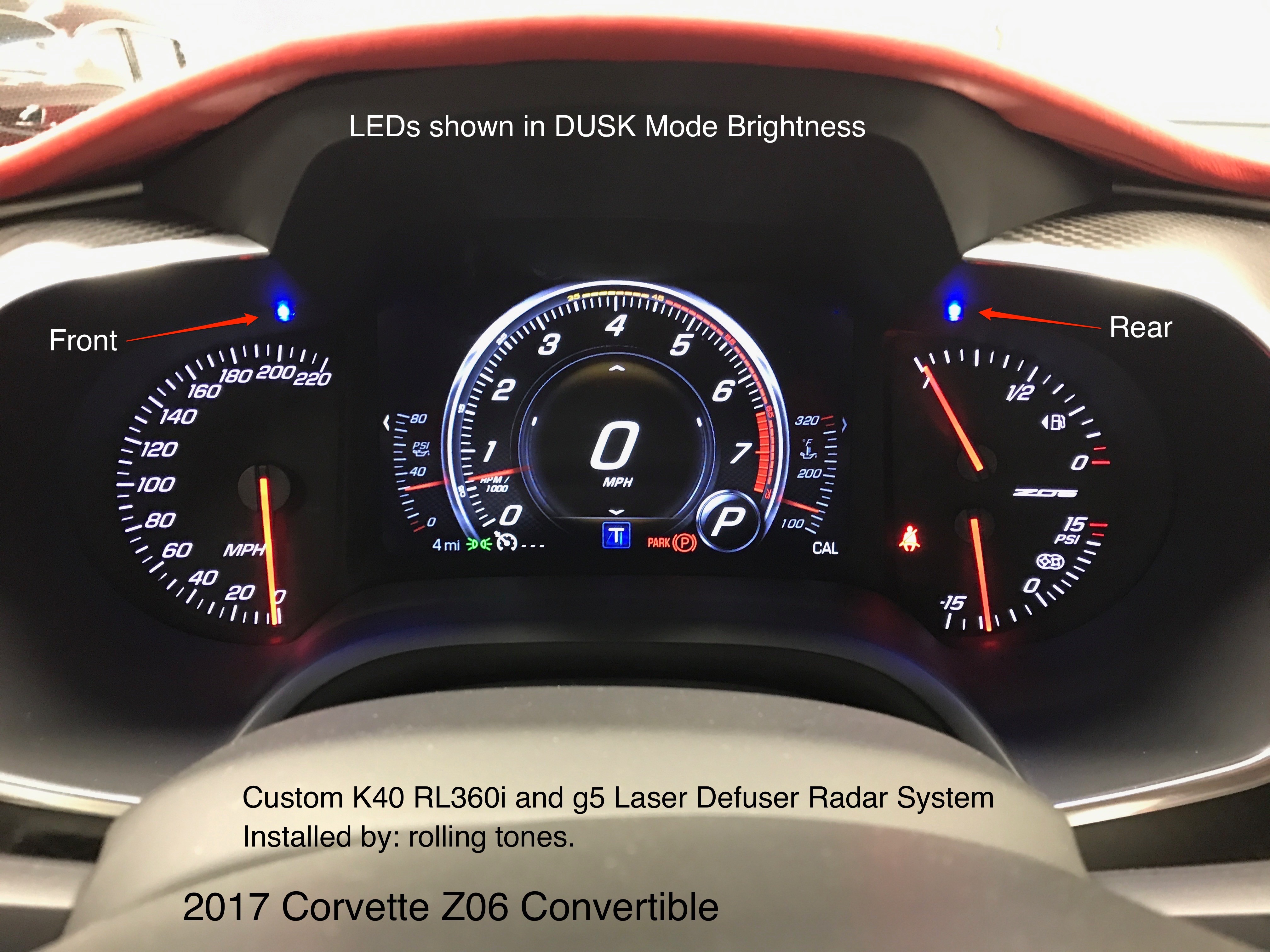Custom K40 Hidden LEDs in Instrument Cluster Installed on a 2017 Corvette Z06 in Concord, NC