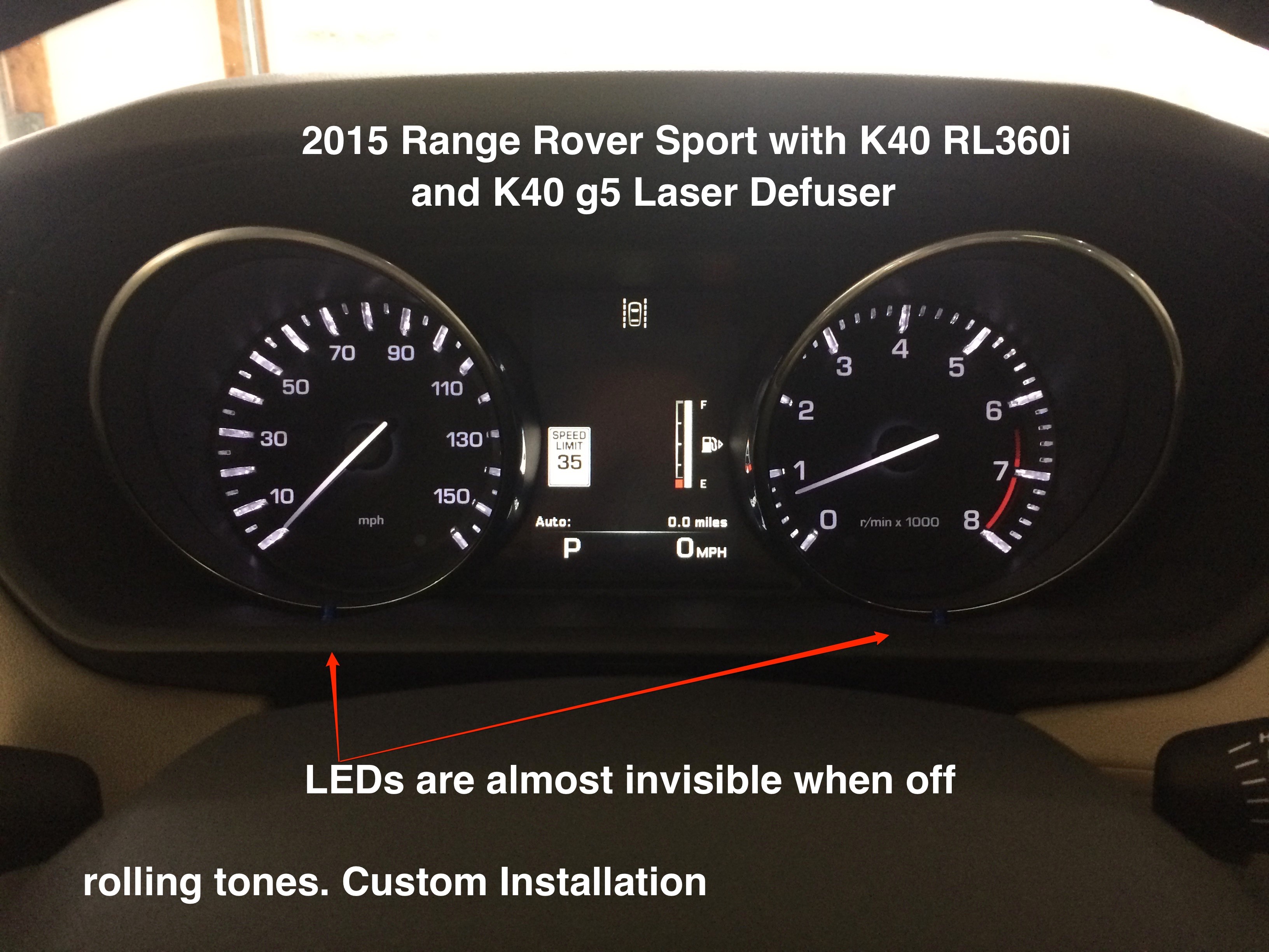 Custom K40 Hidden LEDs in Instrument Cluster Installed on a 2015 Range Rover Sport in Concord NC