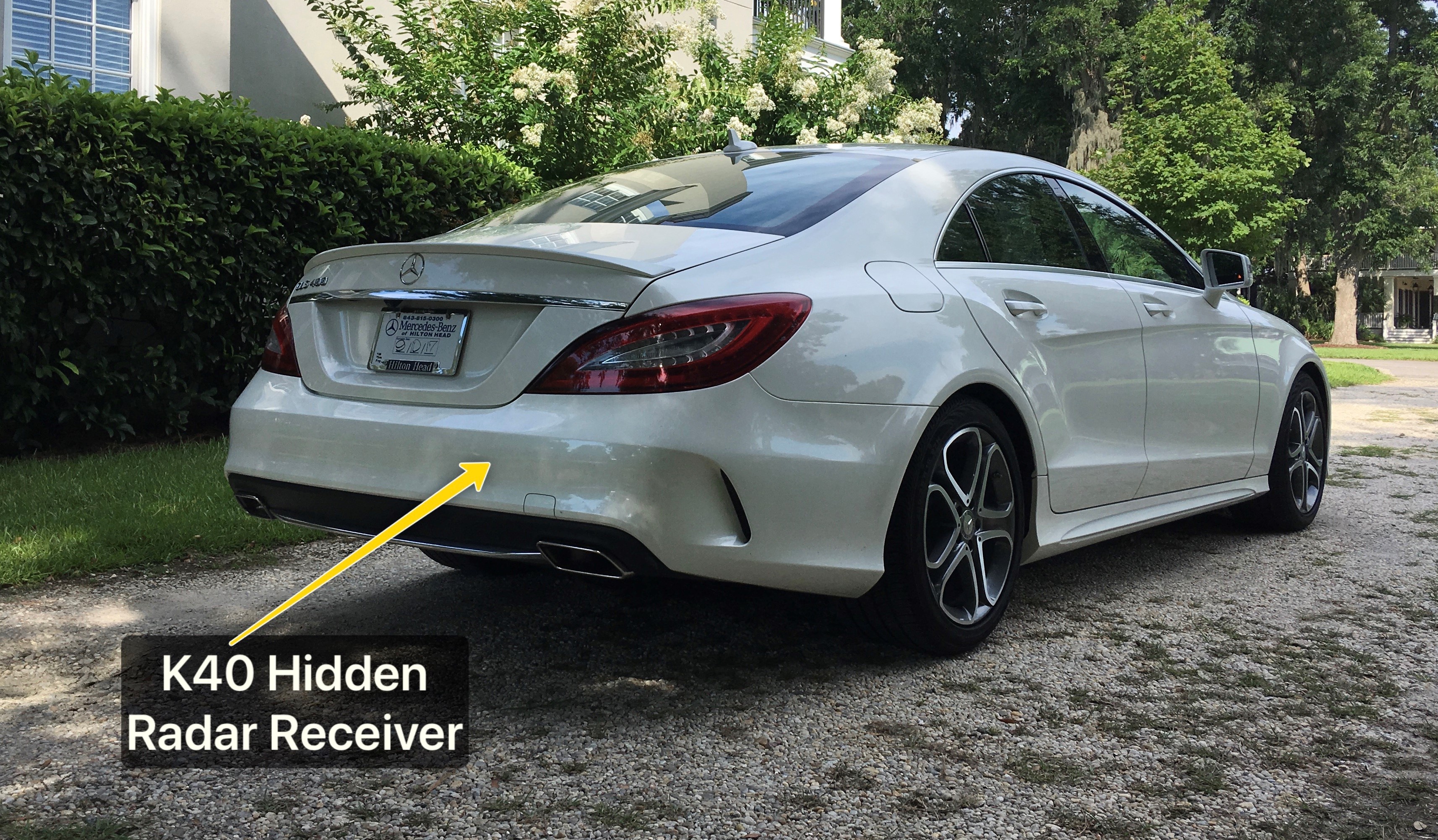 Custom K40 Police Laser Jammers and Hidden Radar Receiver Rear Installed on 2017 Mercedes Benz CLS in Charlotte, NC