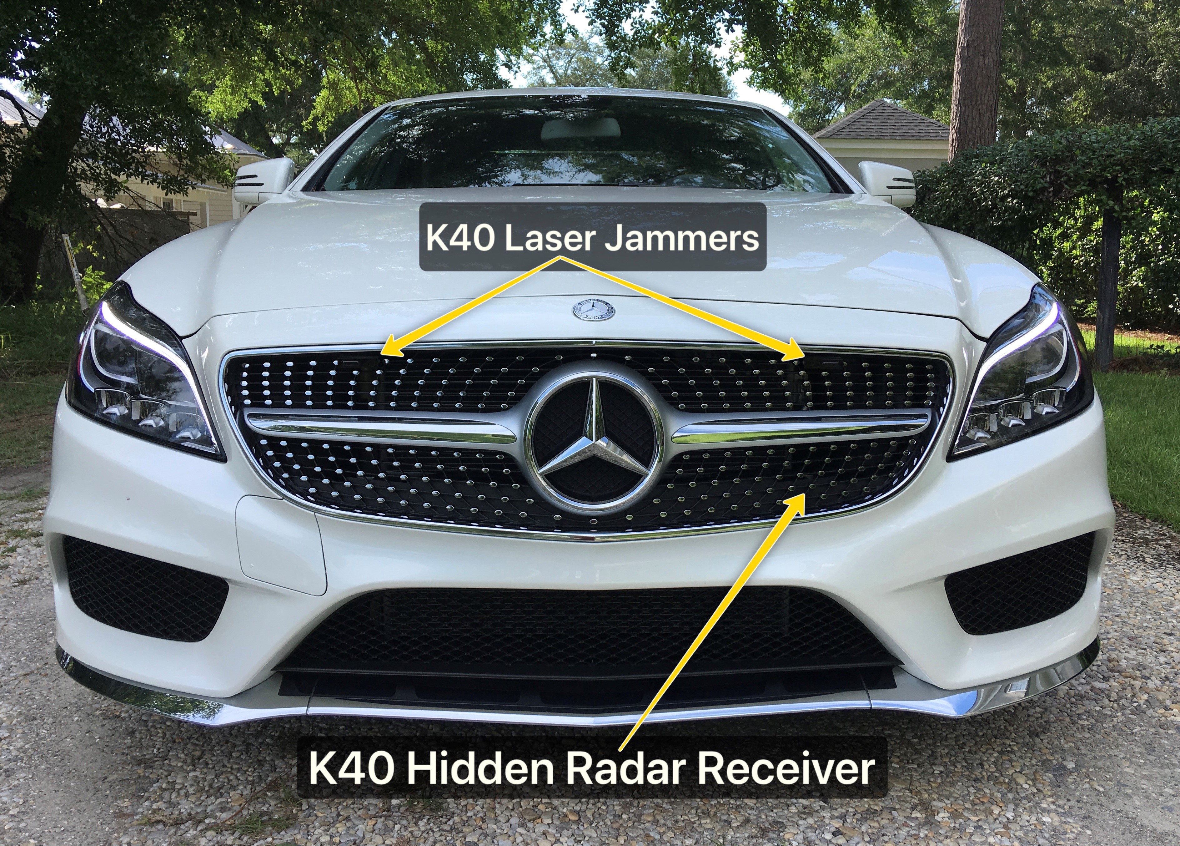 Custom K40 Police Laser Jammers and Hidden Radar Receiver Installed on 2017 Mercedes Benz CLS in Charlotte, NC