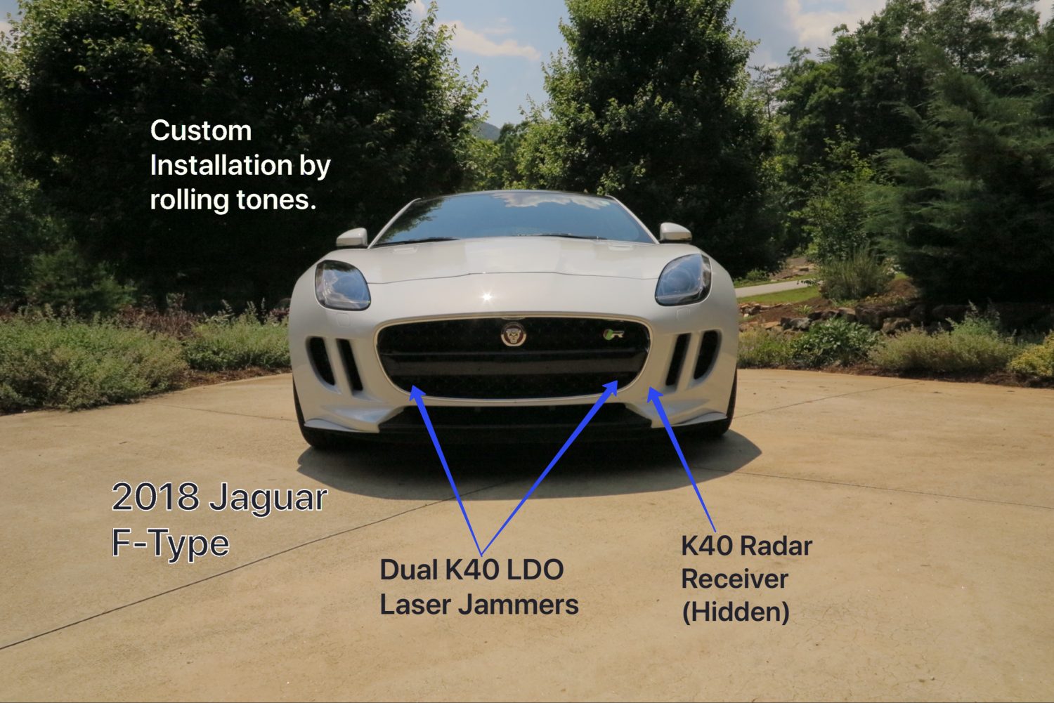 k40 front radar detector on a 2018 Jaguar F-Type