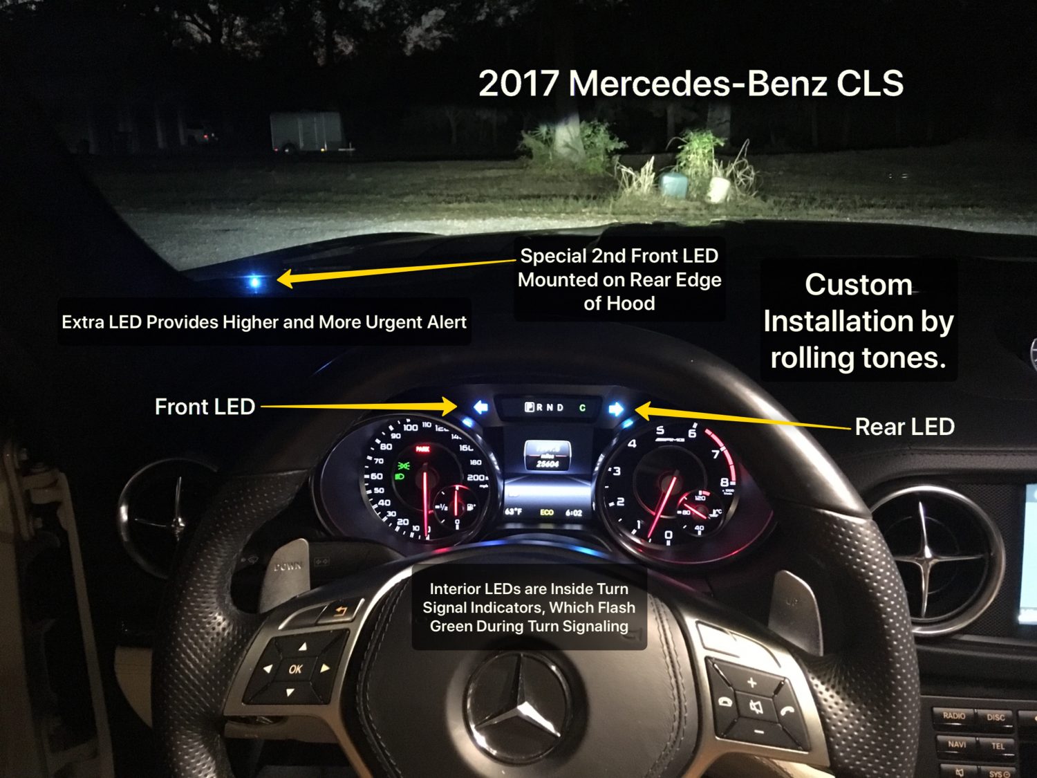 K40 radar detector alert leds on a 2017 Mercedes Benz CLS