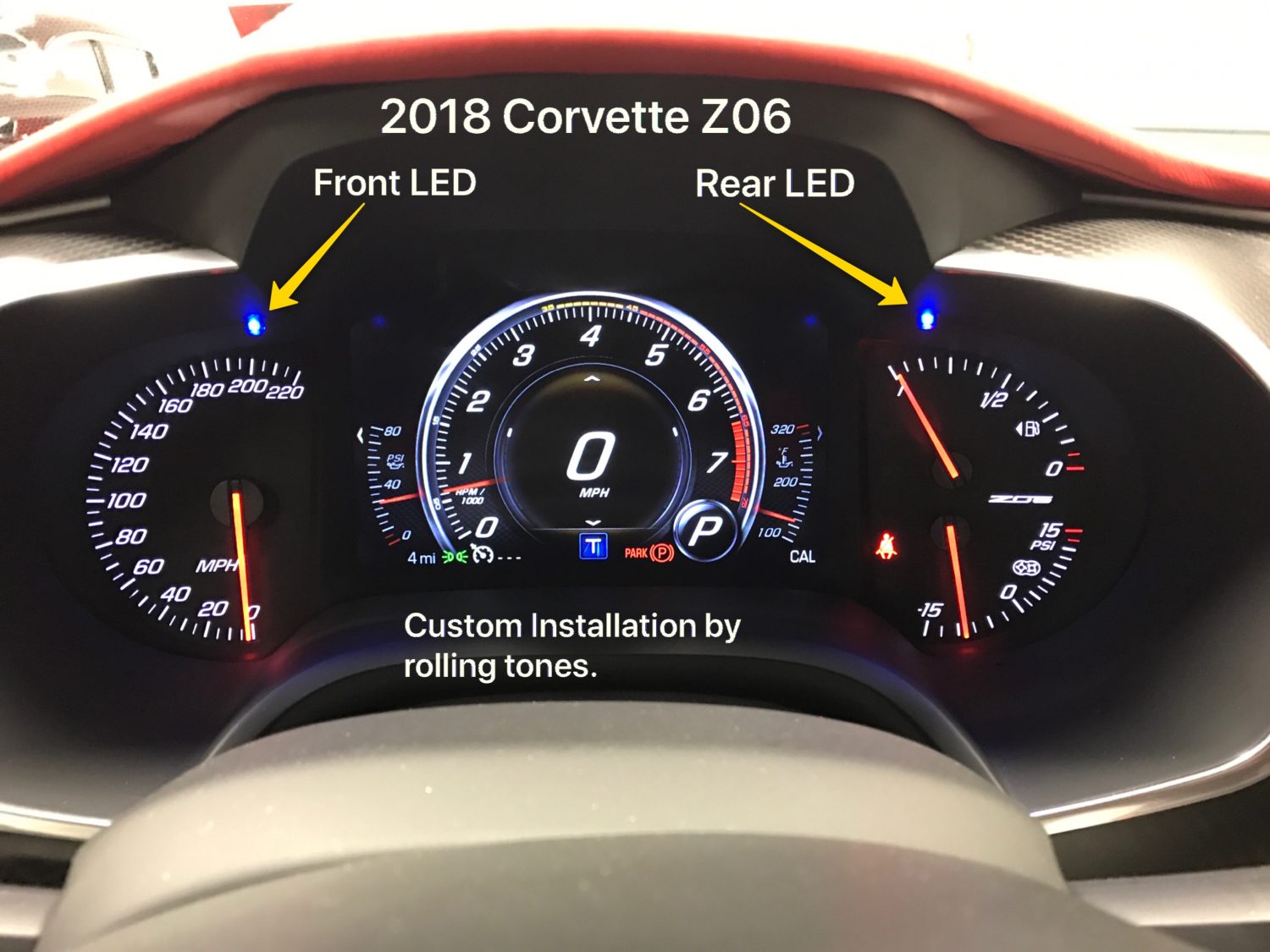 k40 radar detector alert leds on a 2018 Corvette Z06