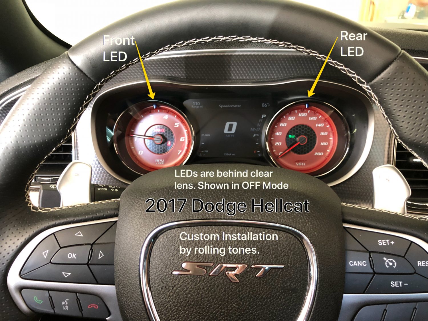 k40 radar detector alert leds on a 2017 Dodge Hellcat