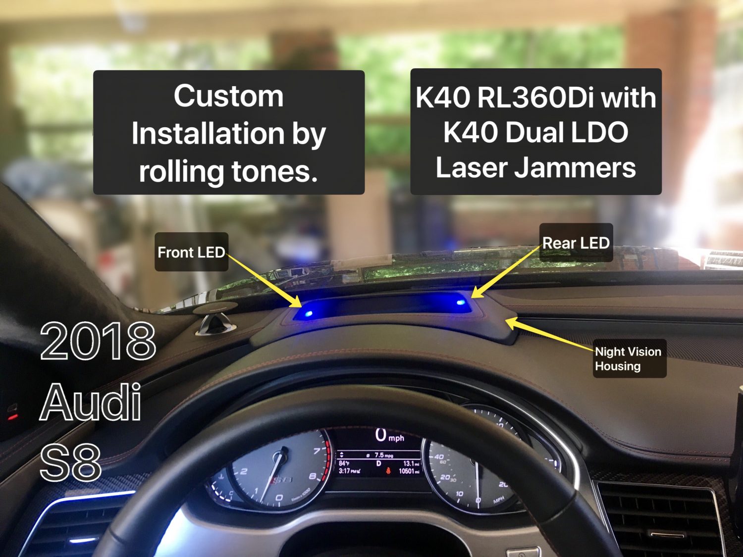 K40 radar detector alert leds on a 2018 Audi S8