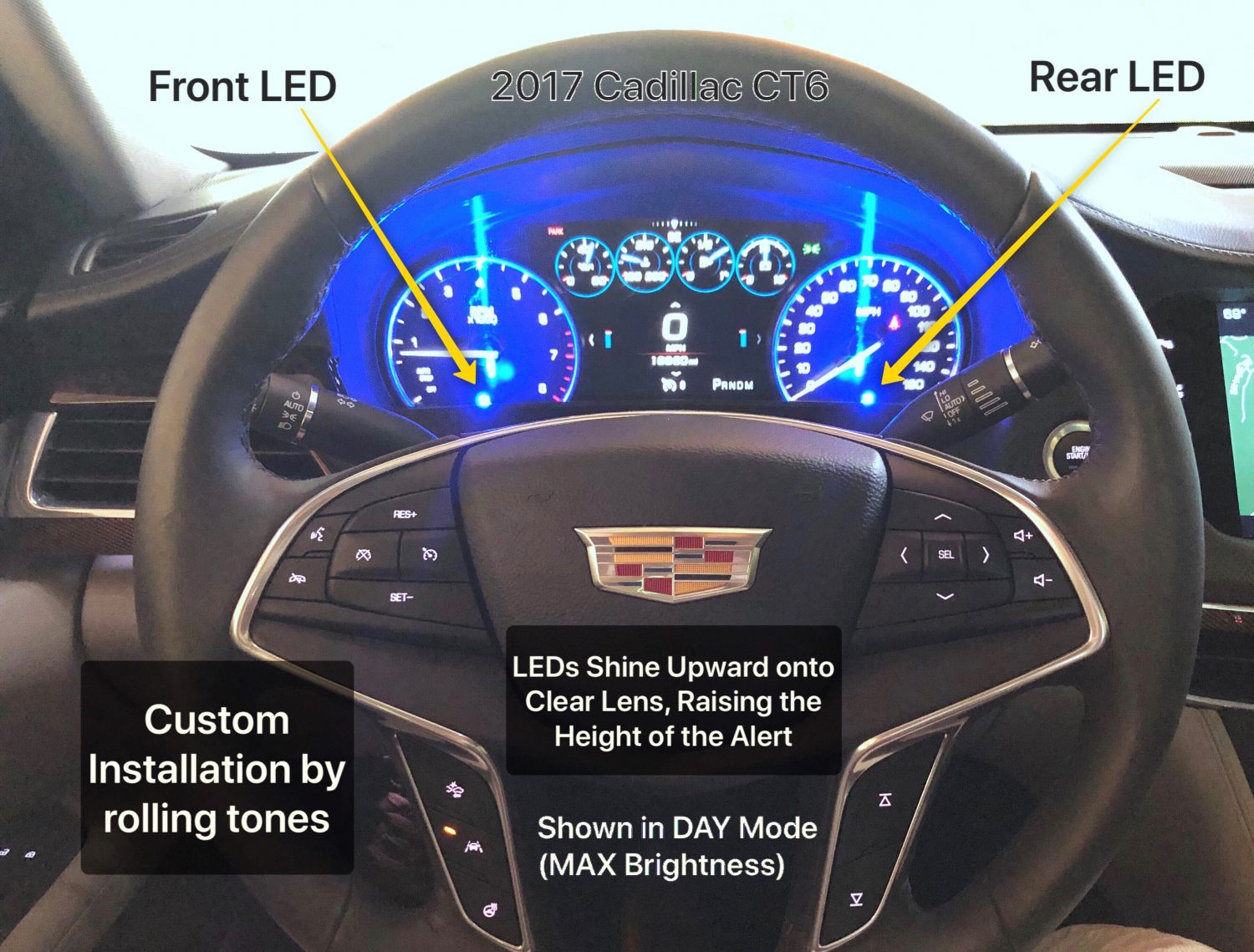 K40 radar detector and laser jammers on a Cadillac CT6