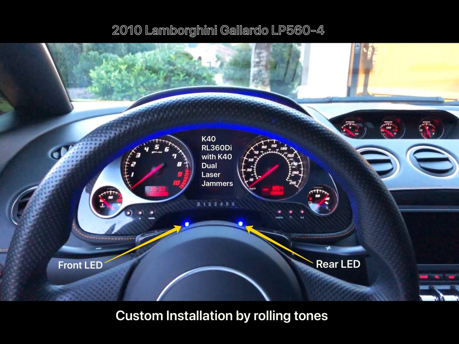 K40 Custom Hidden Alert LED's installed on a 2010 Lamborghini Gallardo LP560-4 in Concord, NC