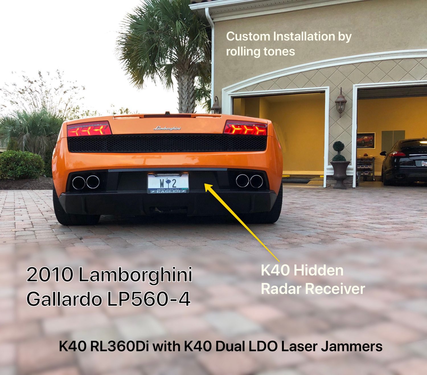 K40 Custom Hidden Radar Receiver on a 2010 Lamborghini Gallardo LP560-4 in Concord, NC