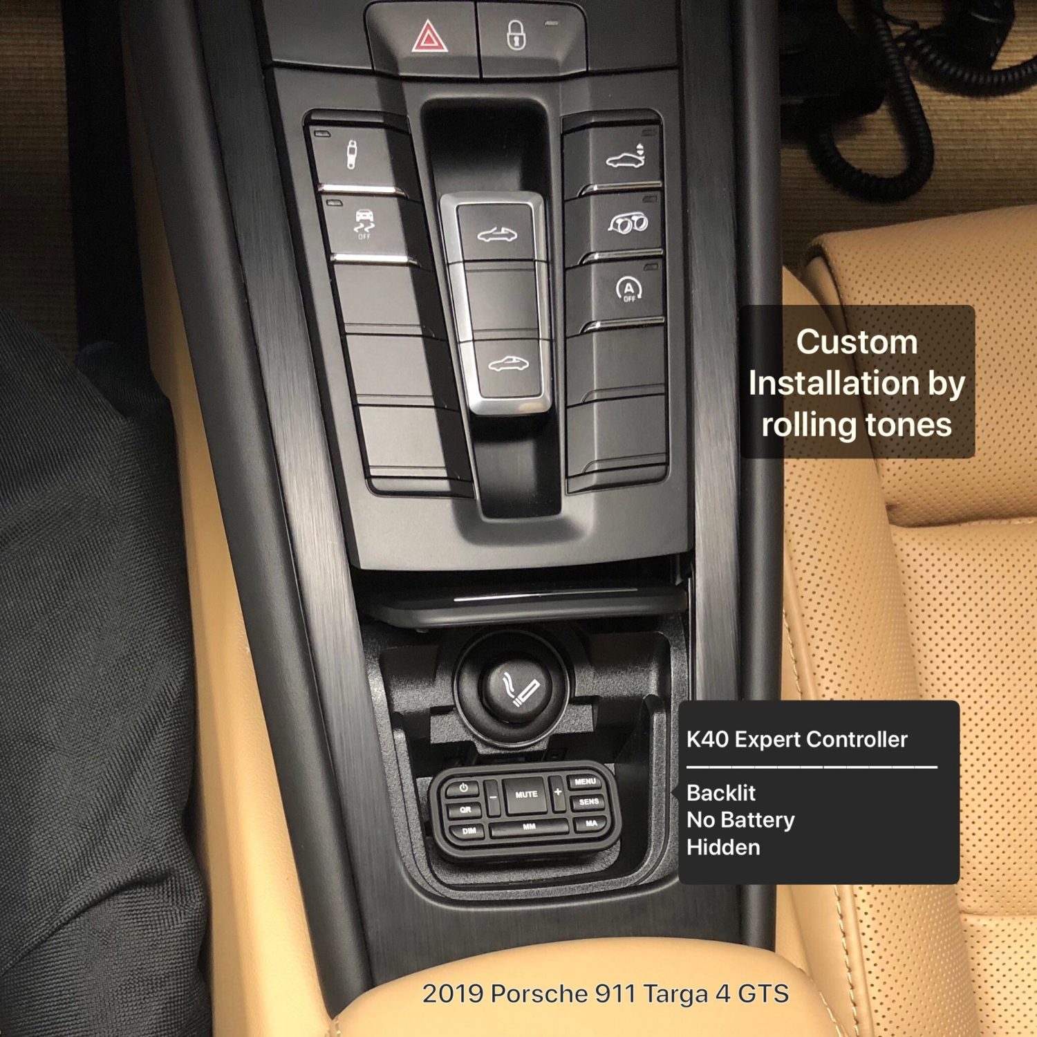 Custom K40 Police Radar Receiver Controller Installed on 2019 Porsche 911 Targa 4 GTS in Charlotte, NC