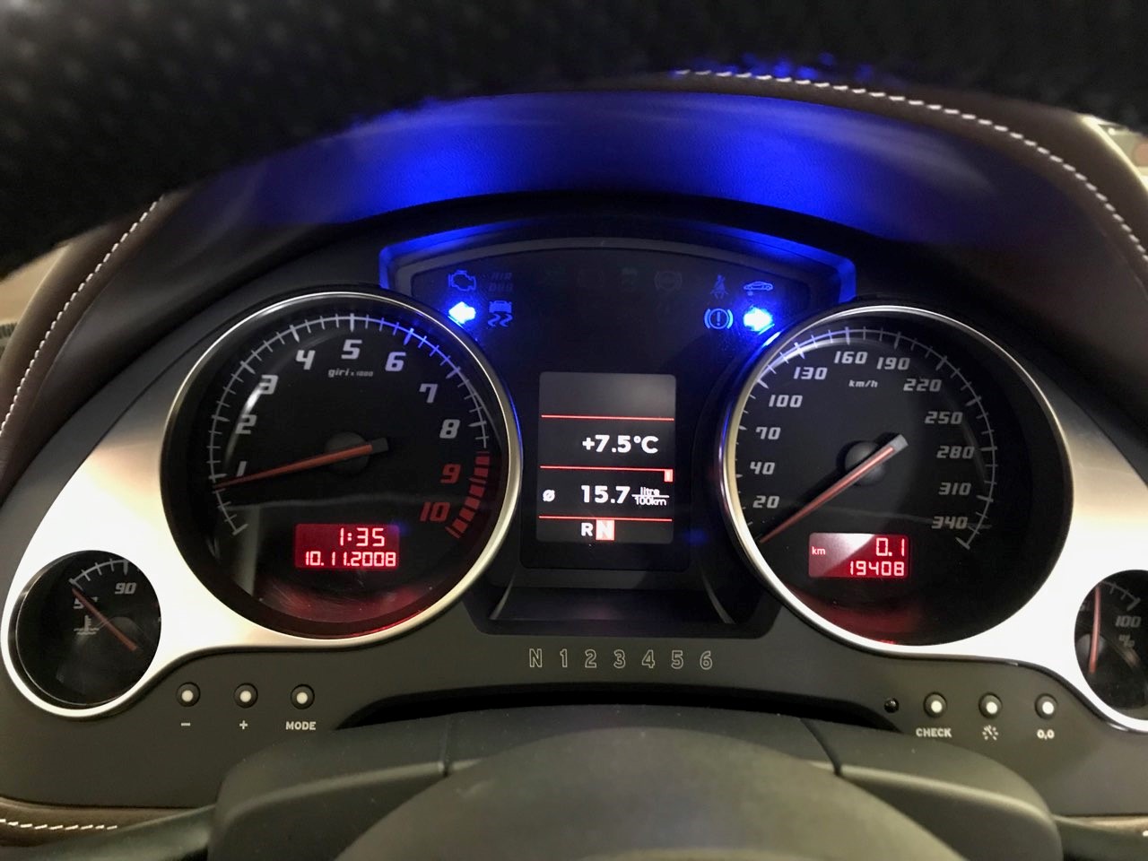 Custom K40 Police Radar Detector Alert LED's flashing Installed on 2010 Lamborghini Gallardo in Surrey, BC