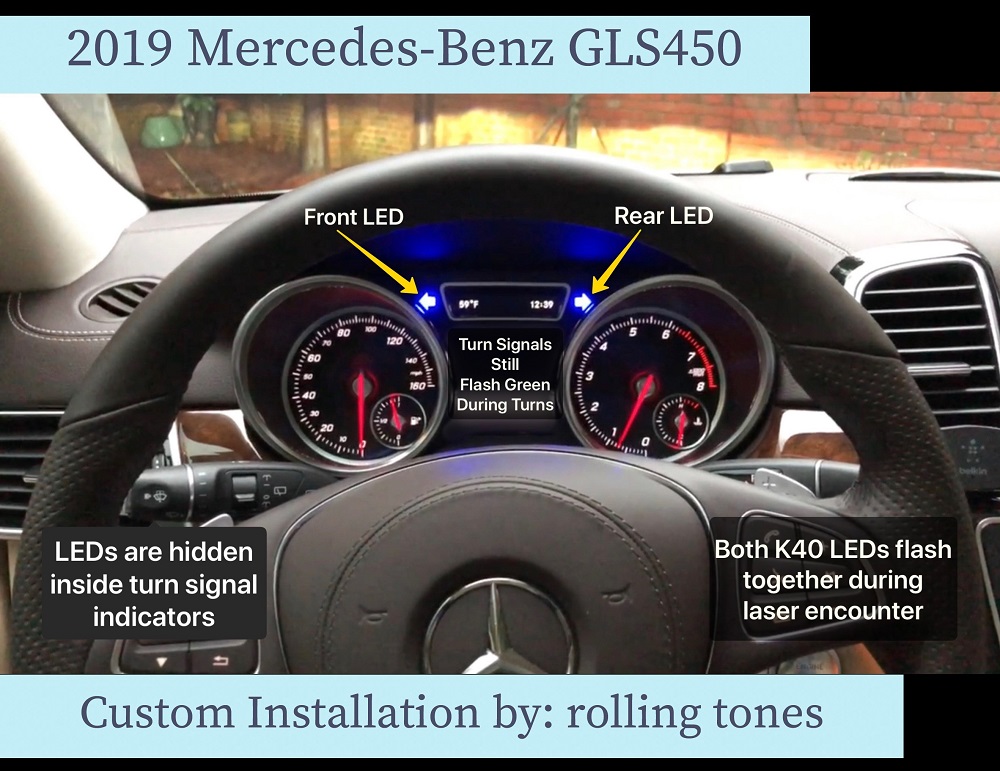 Custom K40 Police Radar Detector Alert LED's Installed on 2019 Mercedes Benz GLS450 in Charlotte, NC