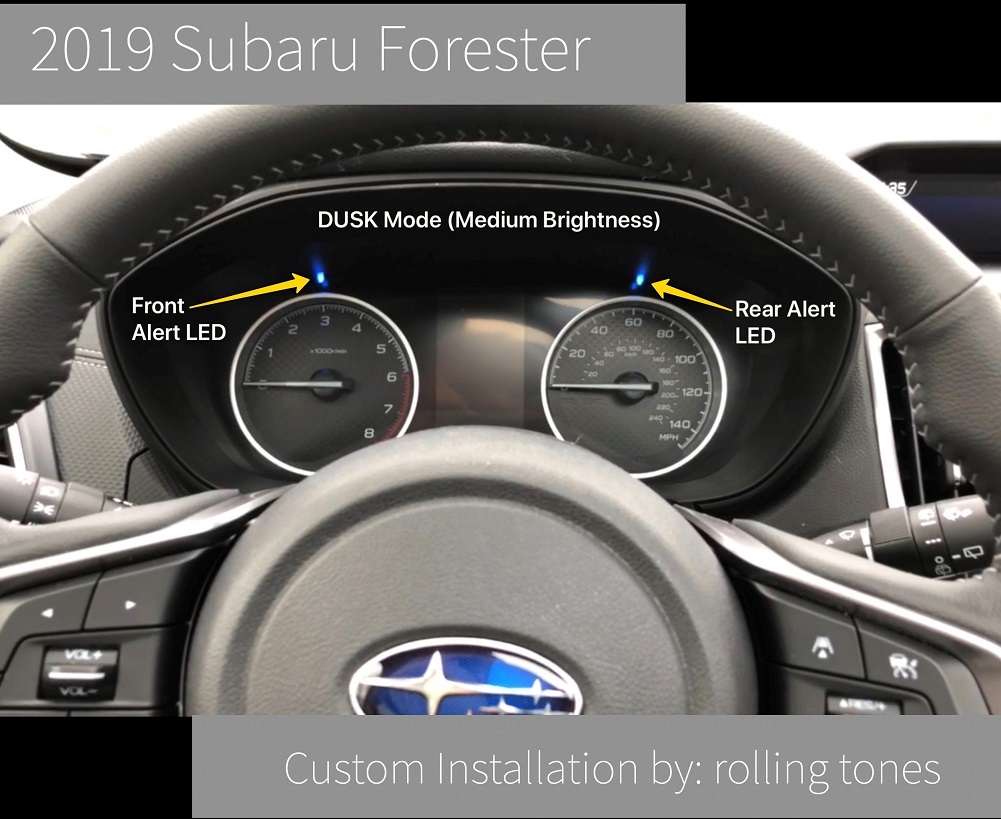 Custom K40 Police Radar Detector Alert LED's flashing Installed on 2019 Subaru Forester in Charlotte, NC