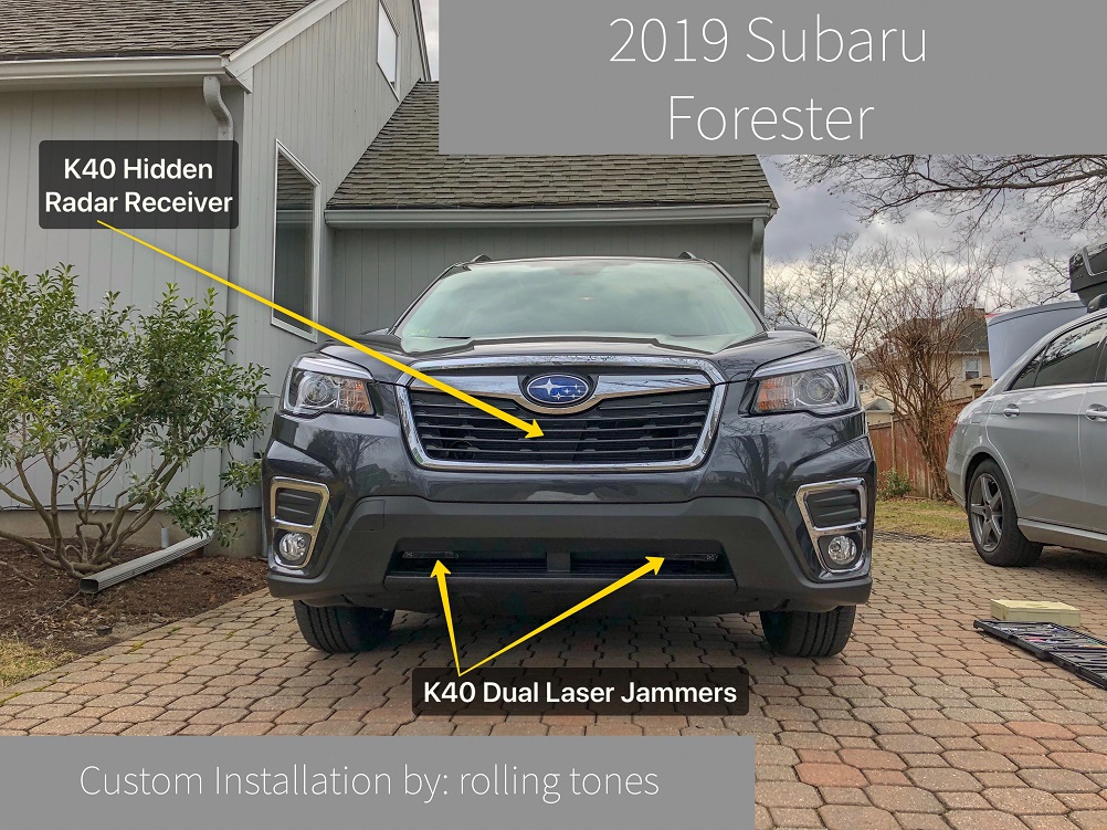 Custom K40 Police Laser Jammers and Hidden Radar Receiver Installed on 2019 Subaru Forester in Charlotte, NC