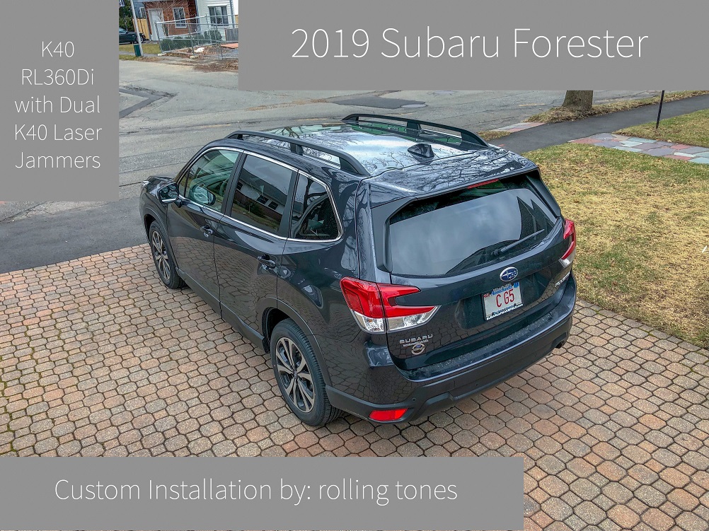 Custom K40 Police Laser Jammers and Hidden Radar Receiver rear Installed on 2019 Subaru Forester in Charlotte, NC