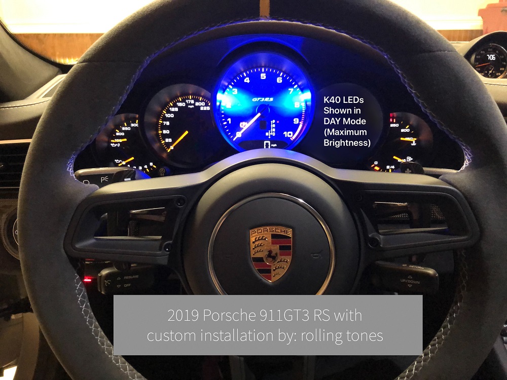 Custom K40 Police Radar Detector Alert LED's Installed on 2019 Porsche 911 GT3 RS in Charlotte, NC