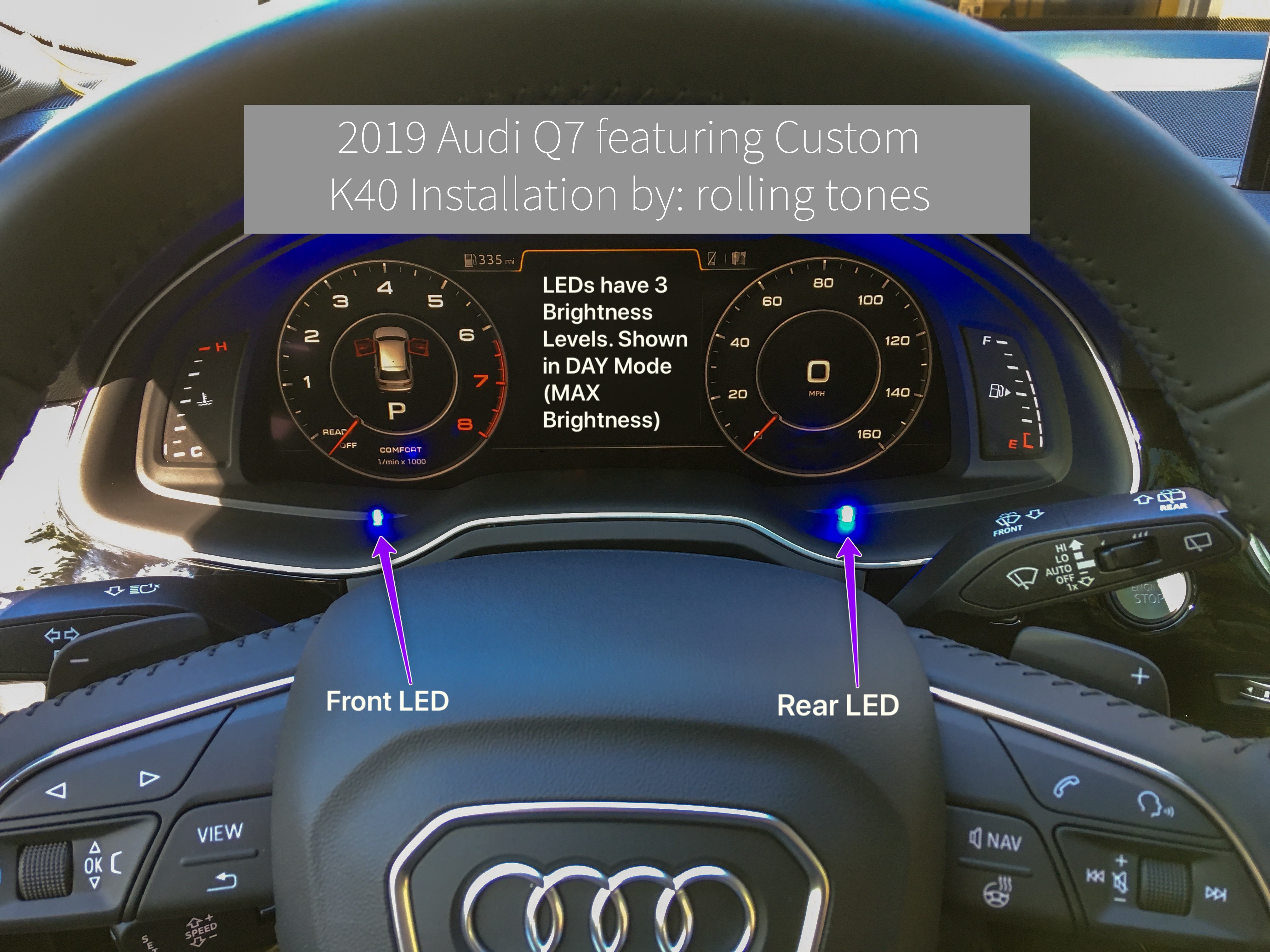 Custom K40 Police Radar Detector Alert LED's Installed on 2019 Audi Q7 in Charlotte, NC
