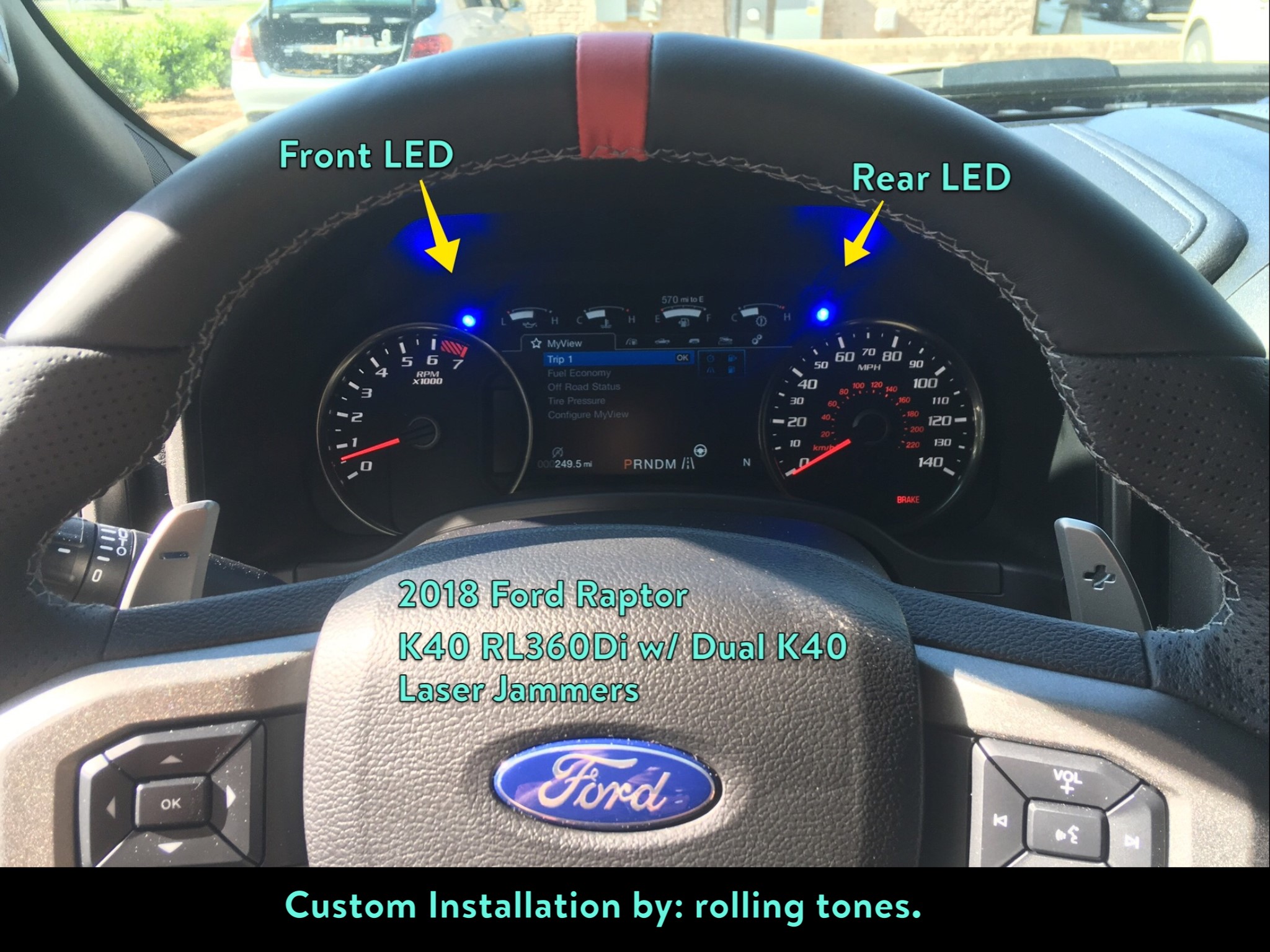 Custom K40 Police Radar Detector Alert LED's Installed on 2018 Ford Raptor in Charlotte, NC