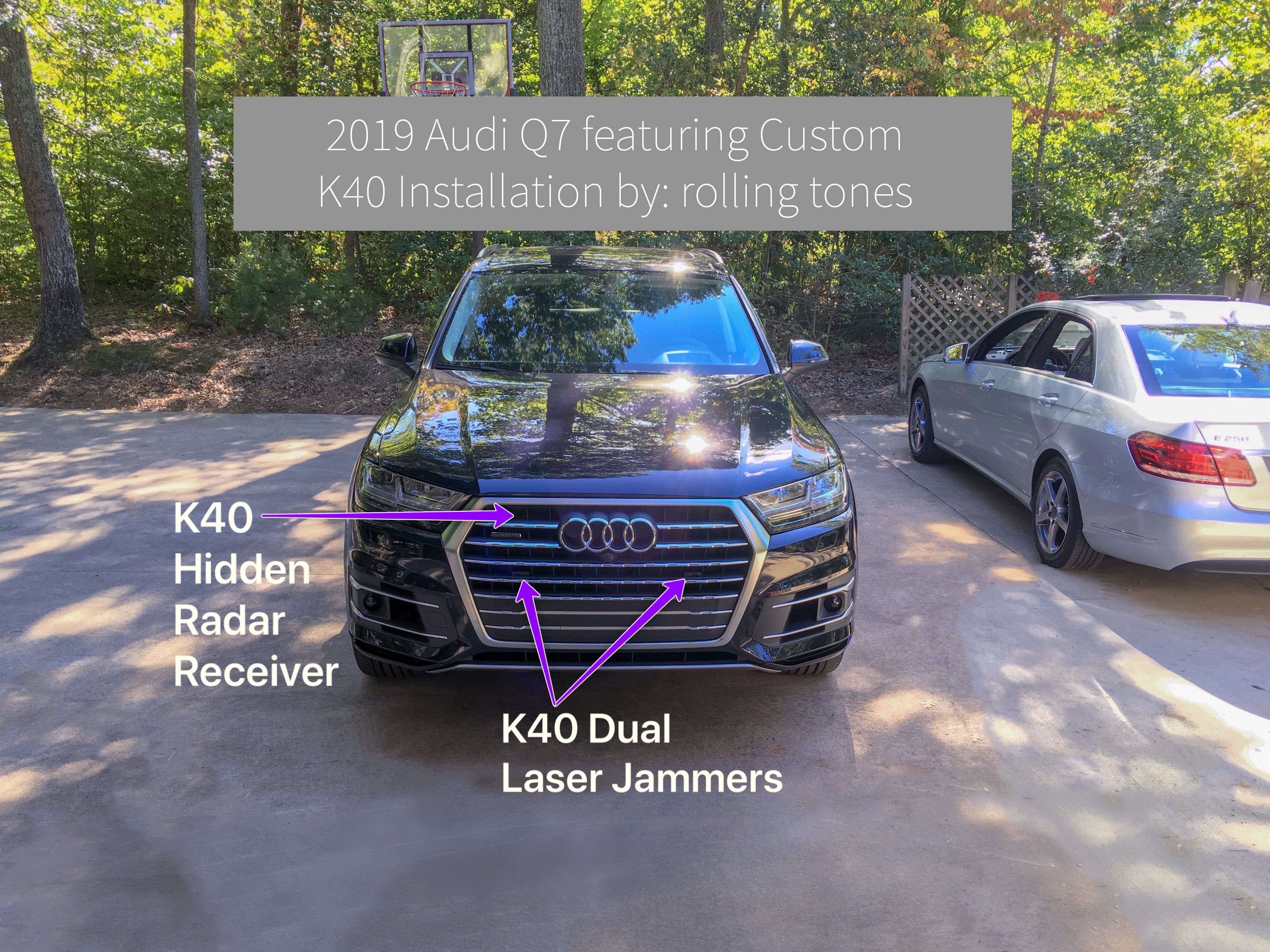 Custom K40 Police Laser Jammers and Hidden Radar Receiver Front Installed on 2019 Audi Q7 in Charlotte, NC