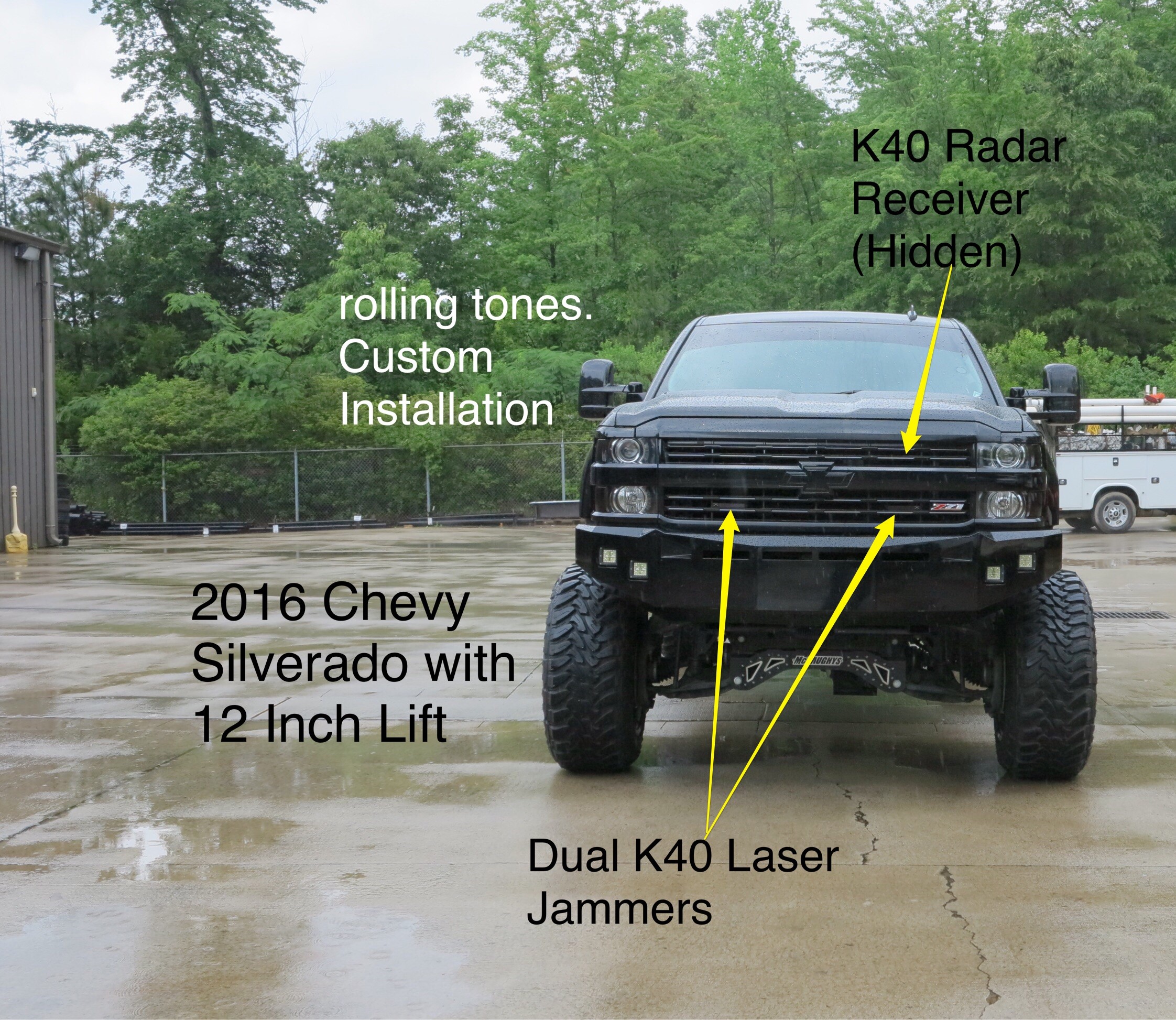 Custom K40 Police Laser Jammers and Hidden Radar Receiver Installed on 2016 Chevrolet Silverado in Charlotte, NC