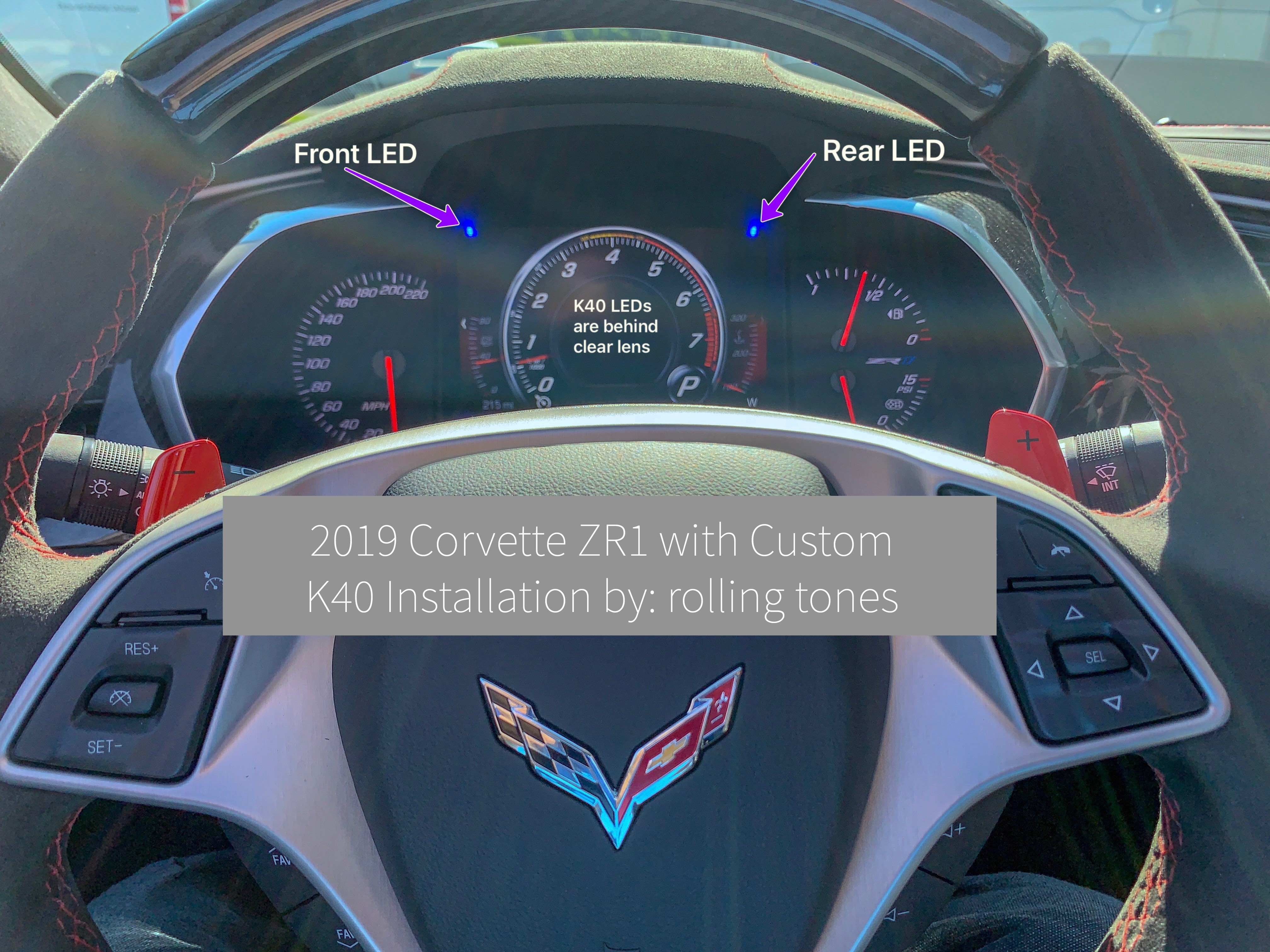 Custom K40 Police Radar Detector Alert LED's Installed on 2019 Chevrolet Corvette ZR1 in Charlotte, NC