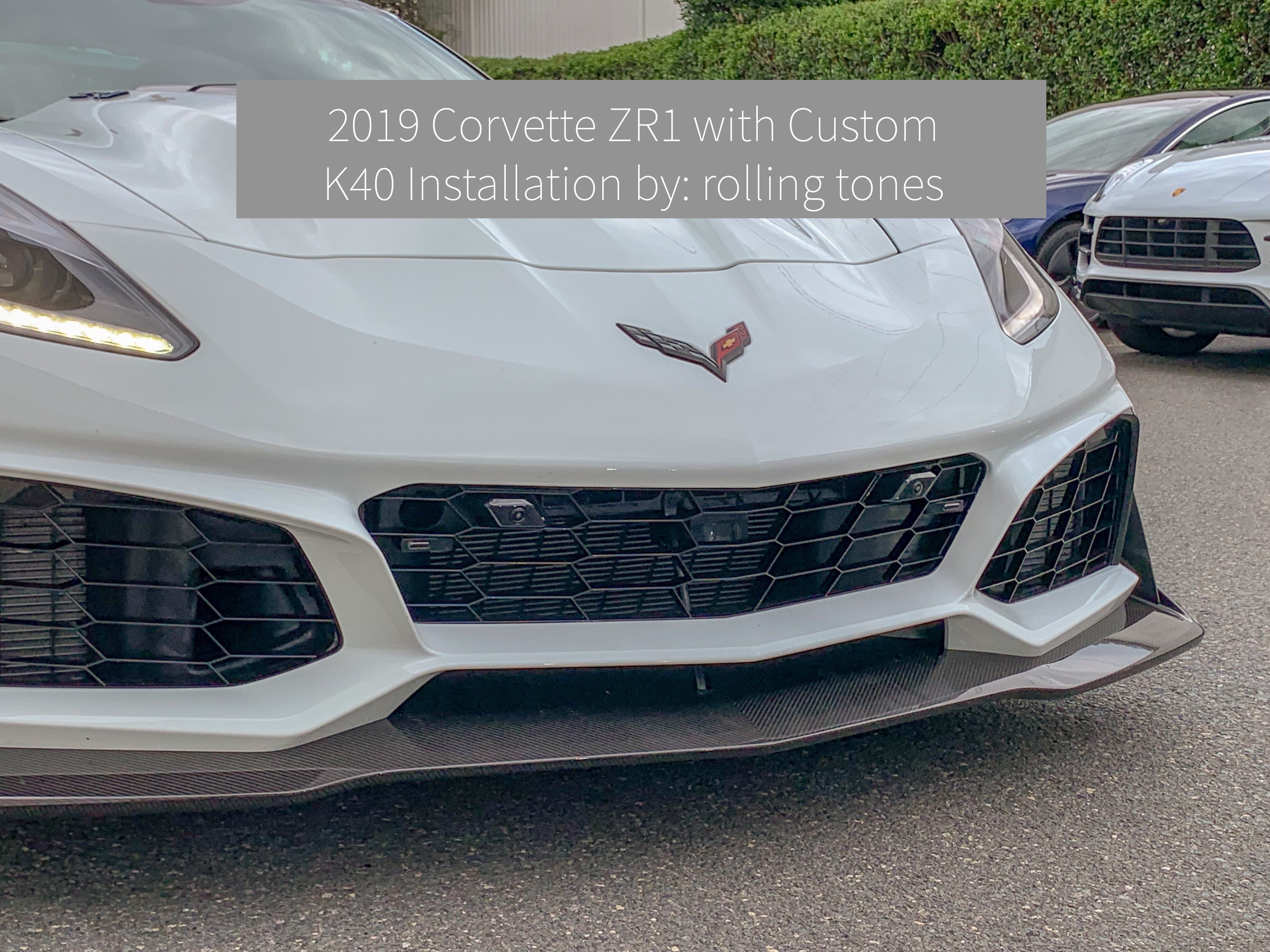 K40 radar detector component placement on front of 2019 Corvette in Charlotte, NC