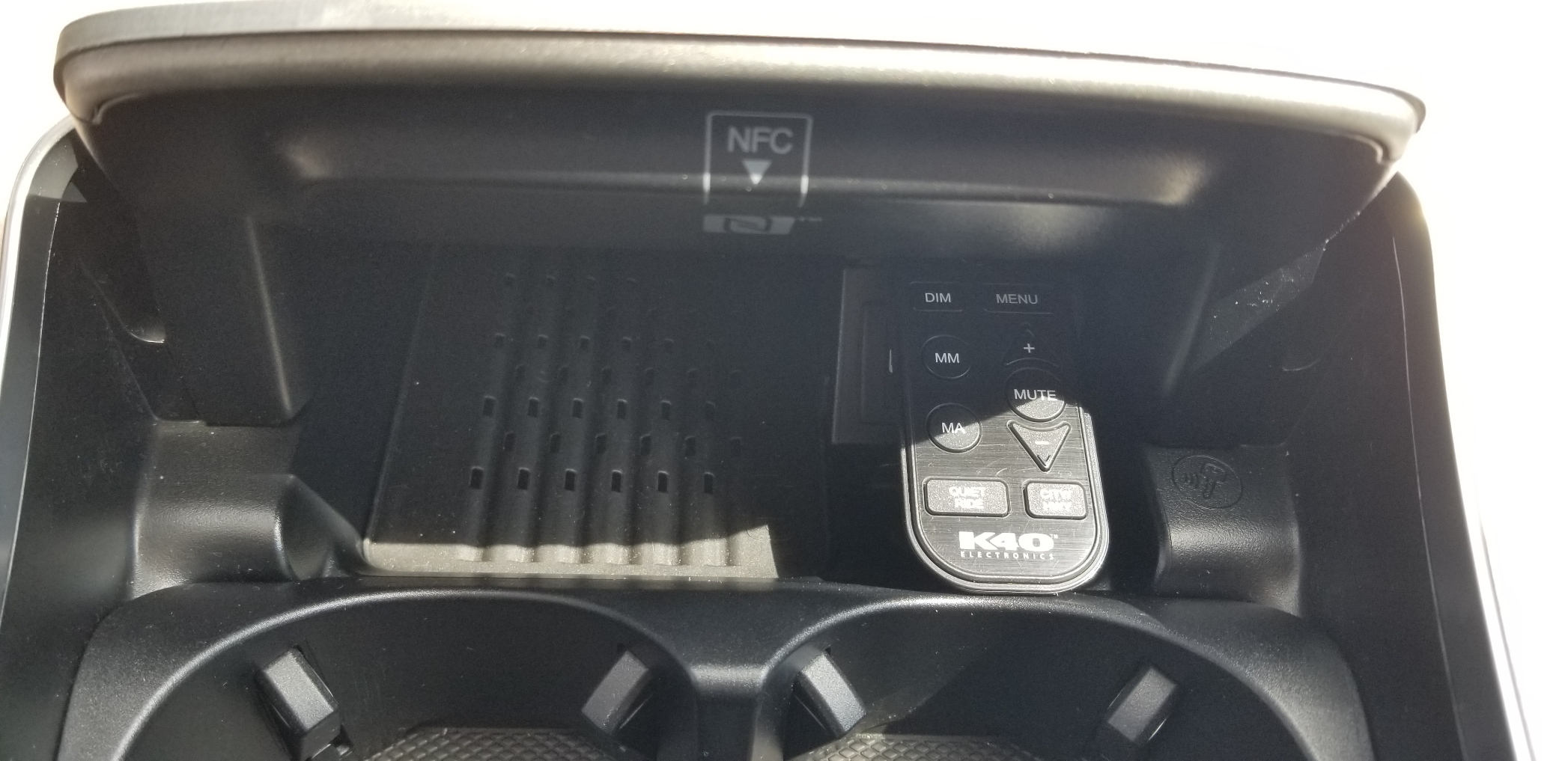 K40 radar detector and police laser jammer remote control in a 2019 Mercedes Benz CLS53 AMG in Sayville, NY