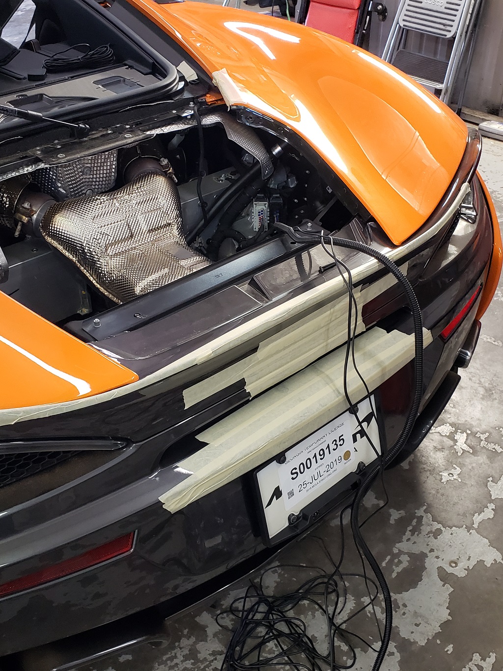 rear K40 radar detector receiver placement in a 2018 McLaren 570GT in Lubbock, TX