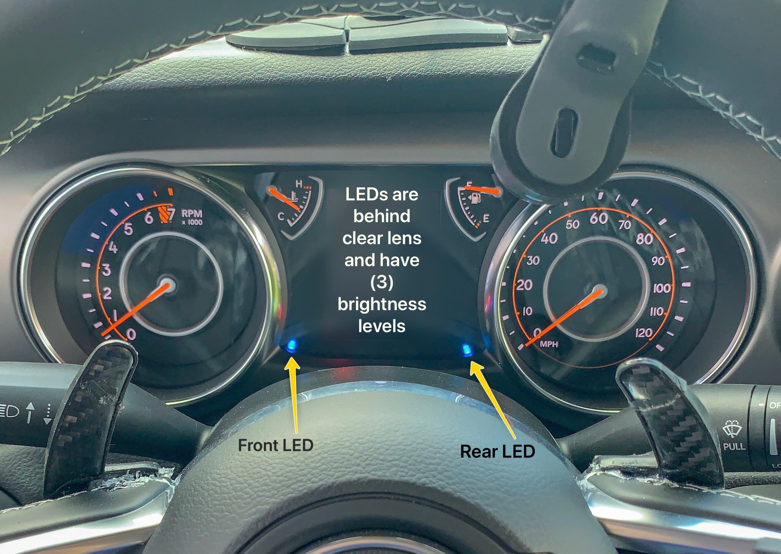 K40 Custom Hidden Alert LED's Installed in the Instrument Cluster of a 2020 Jeep Gladiator in Concord, NC