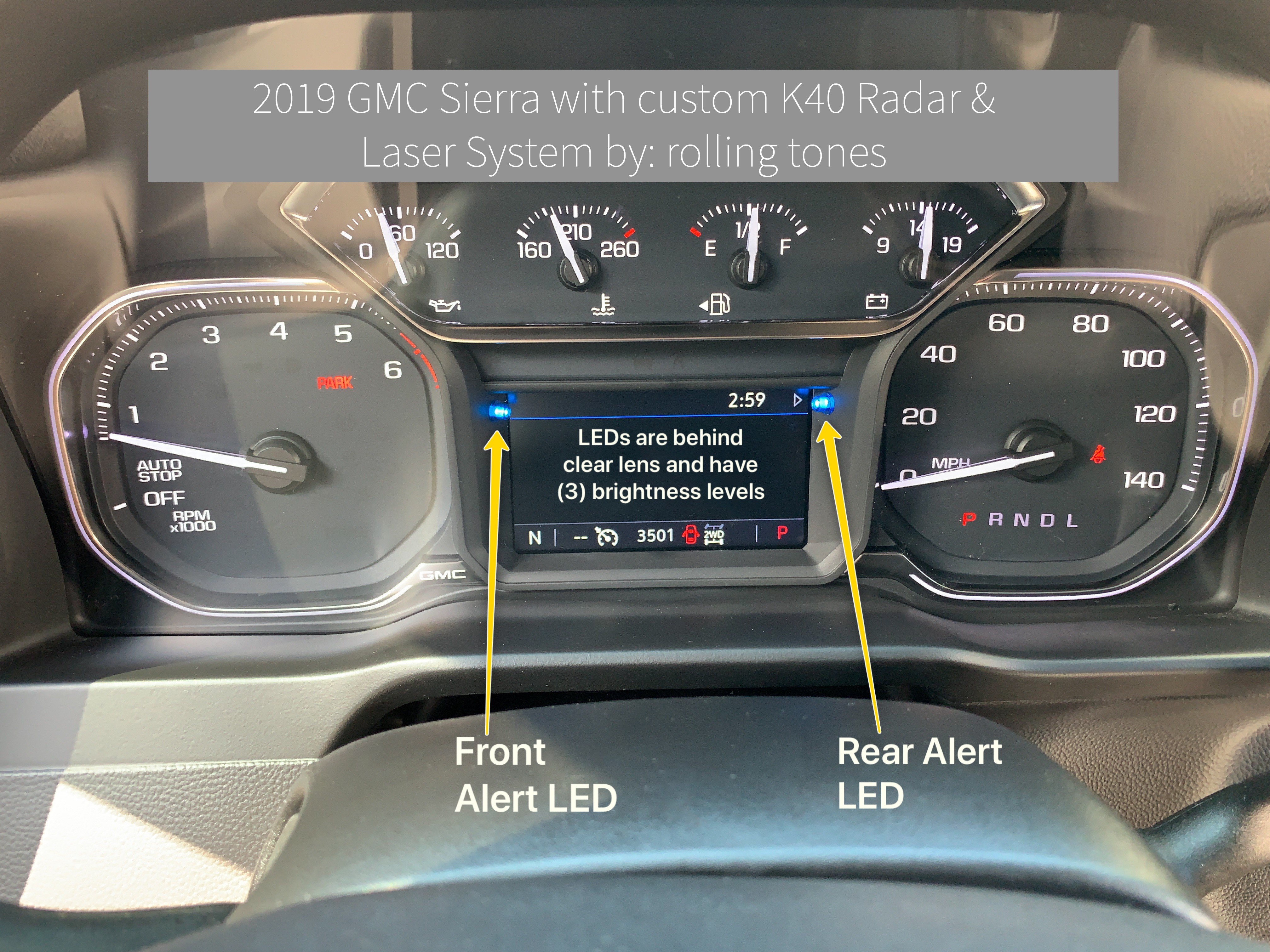 K40 Hidden LED's in Instrument Cluster on a 2019 GMC Sierra in Concord, NC