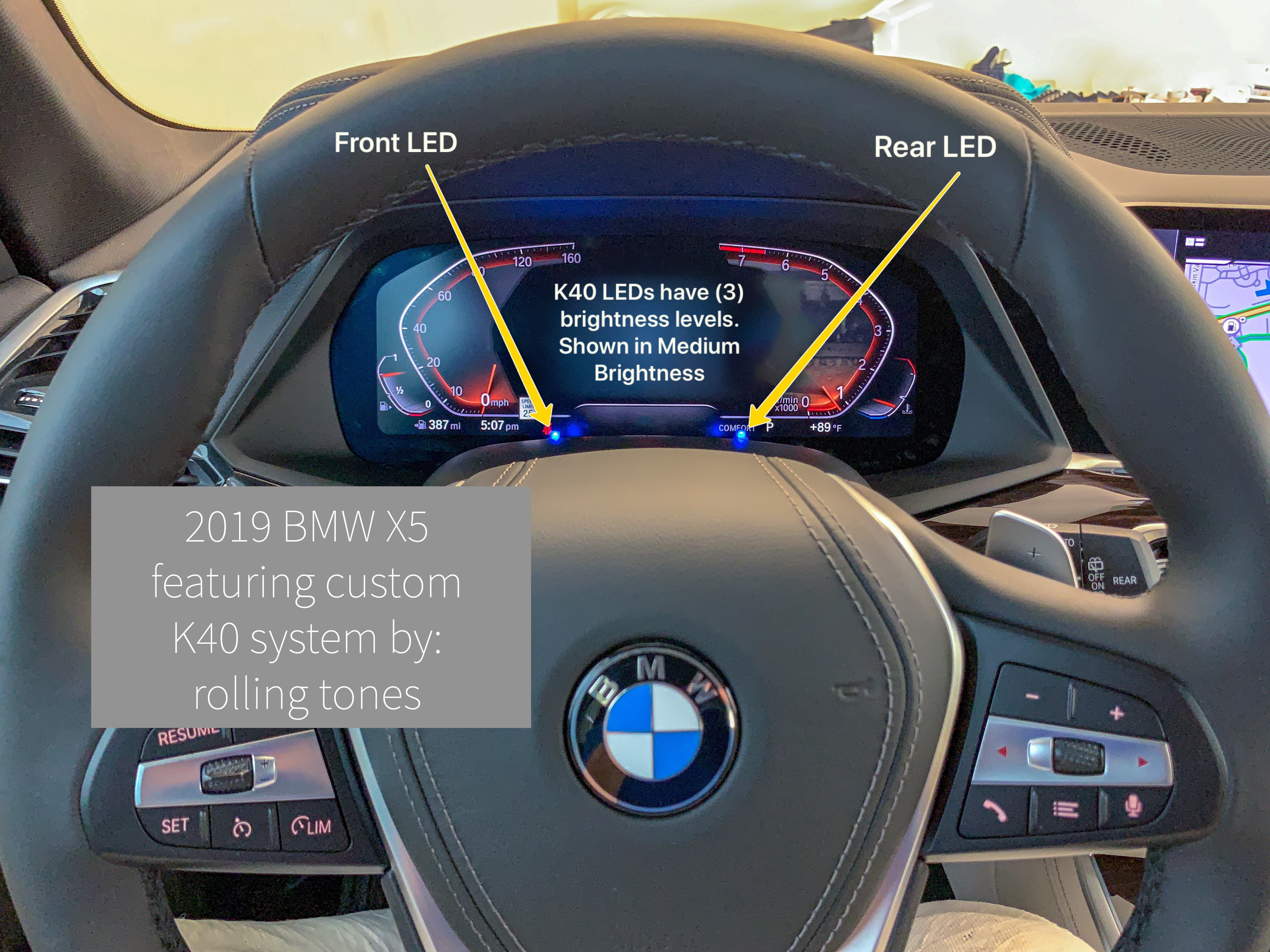 K40 Custom Hidden Alerts Installed in the Instrument Cluster of a 2019 BMW X5 in Concord, NC