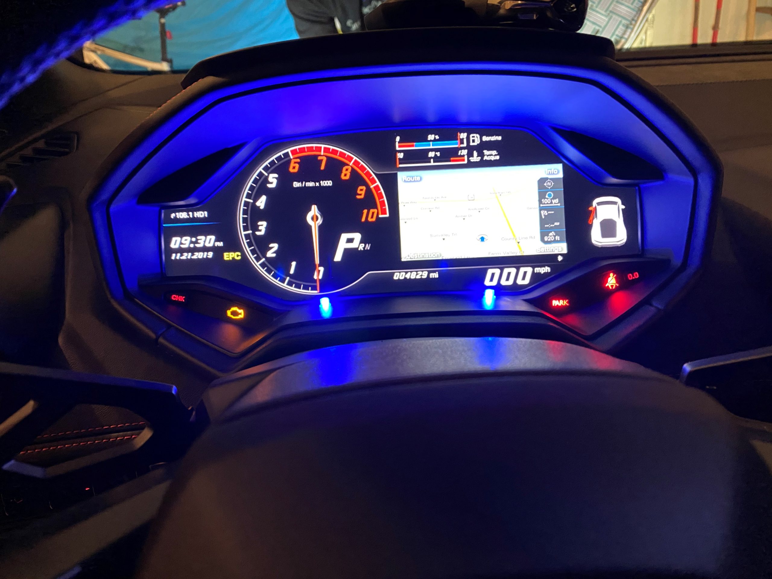K40 Custom Hidden LED alerts illuminated on a 2015 Lamborghini Huracan in Milwaukee, WI