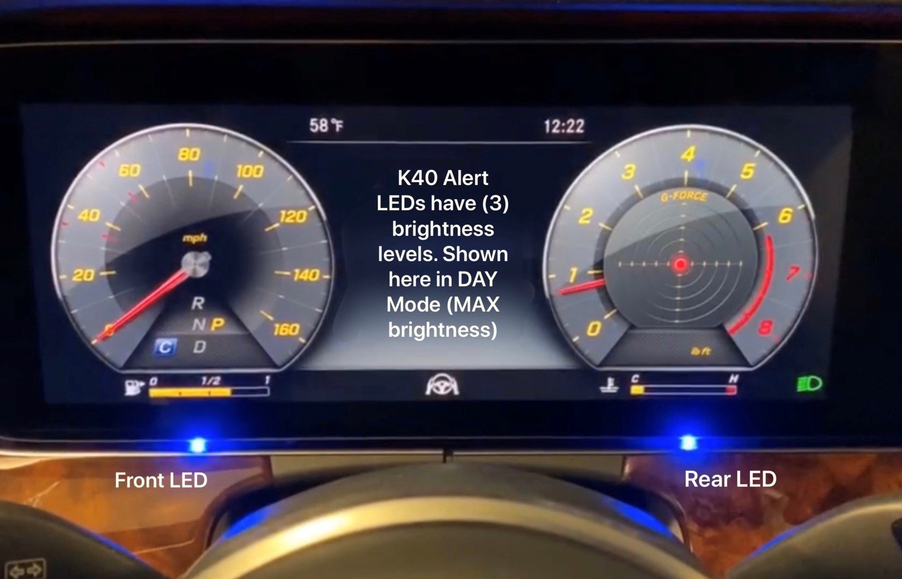 K40 Custom Hidden LED alerts illuminated on a 2020 Mercedes Benz E450 4Matic Wagon in Charlotte, NC