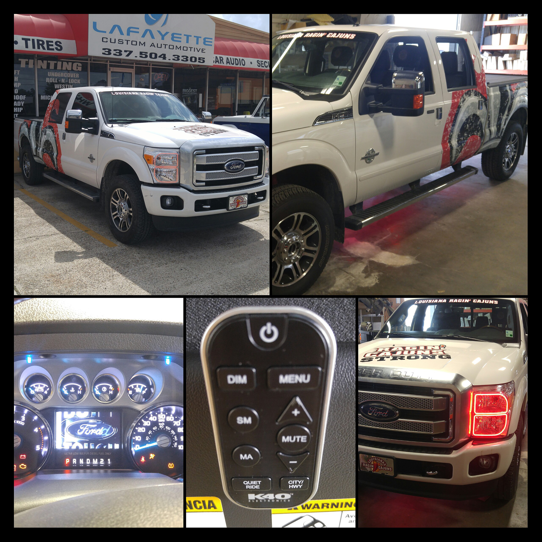 K40 Custom Hidden LED alerts, Remote Control Radar Receivers and Laser Defusers installed on a 2015 Ford F250 in Lafayette, LA