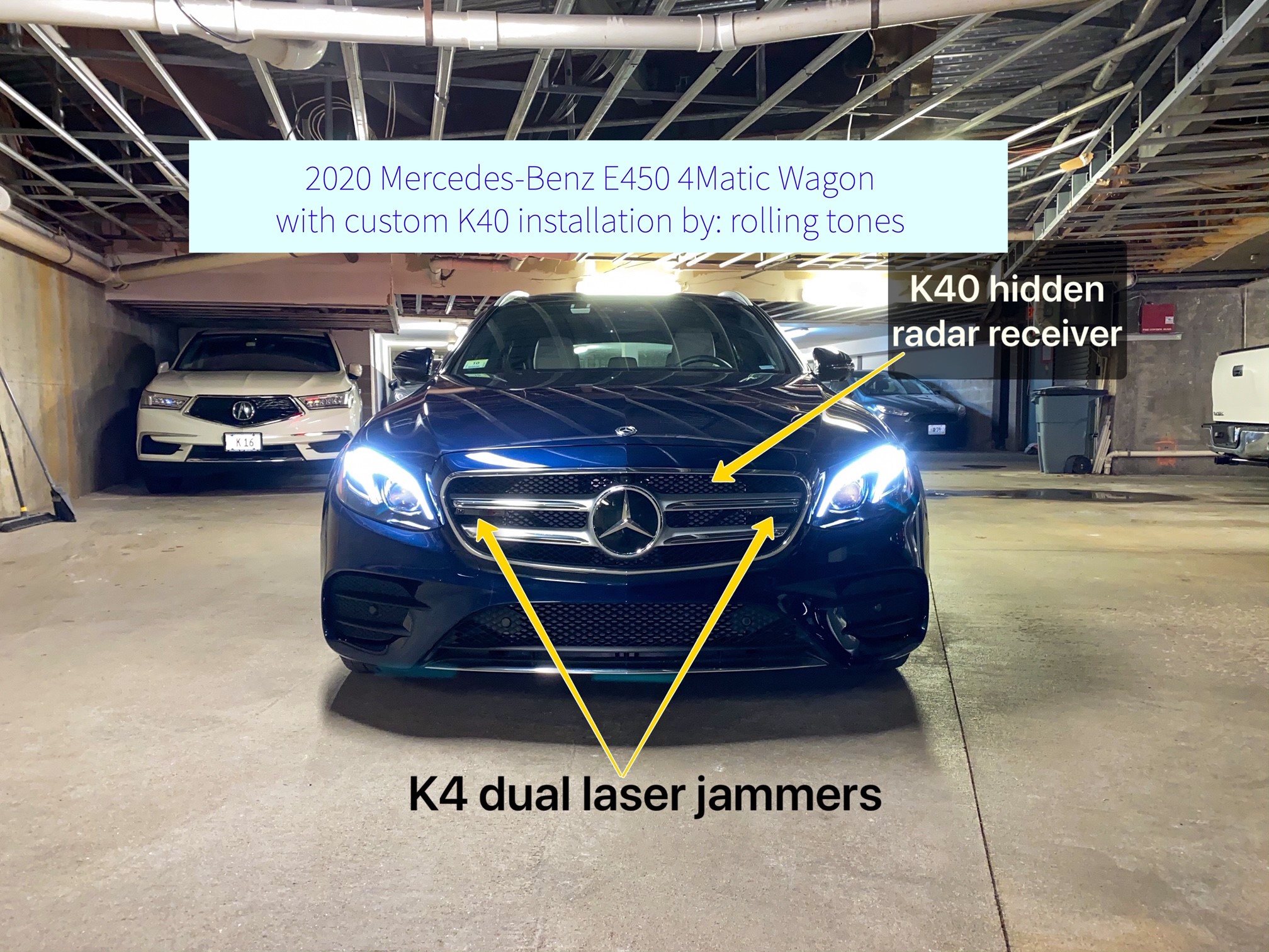 K40 Custom Hidden Radar and Laser System installed on a 2020 Mercedes Benz E450 4Matic Wagon in Charlotte, NC