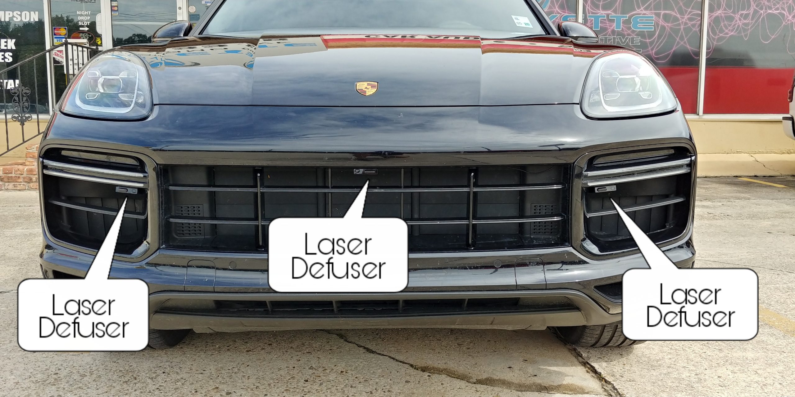 K40 Custom Hidden Laser Defusers installed on a 2019 Porsche Cayenne in Lafayette, LA