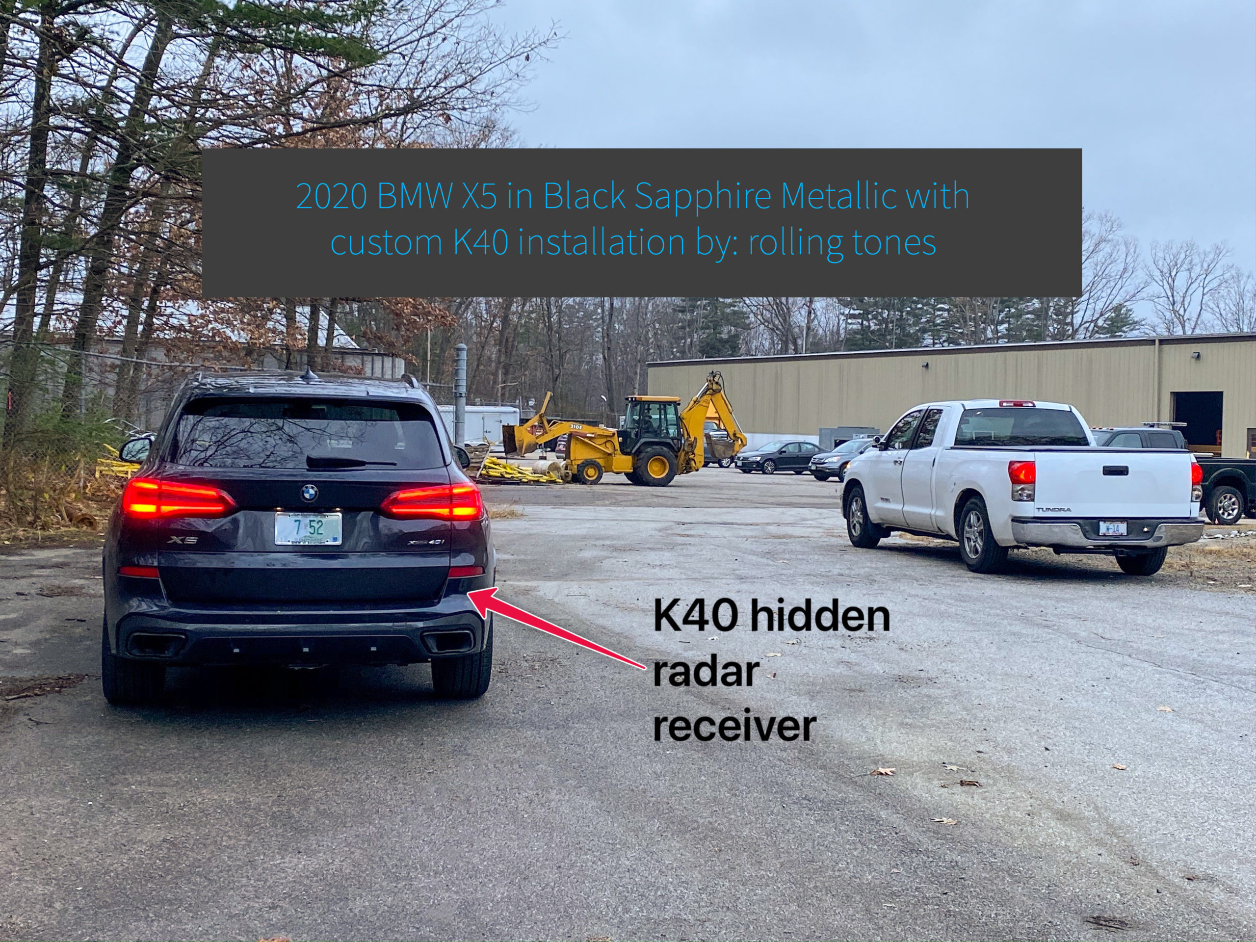 K40 Custom Hidden Radar receiver installed on a 2020 BMW X5 in Charlotte, NC