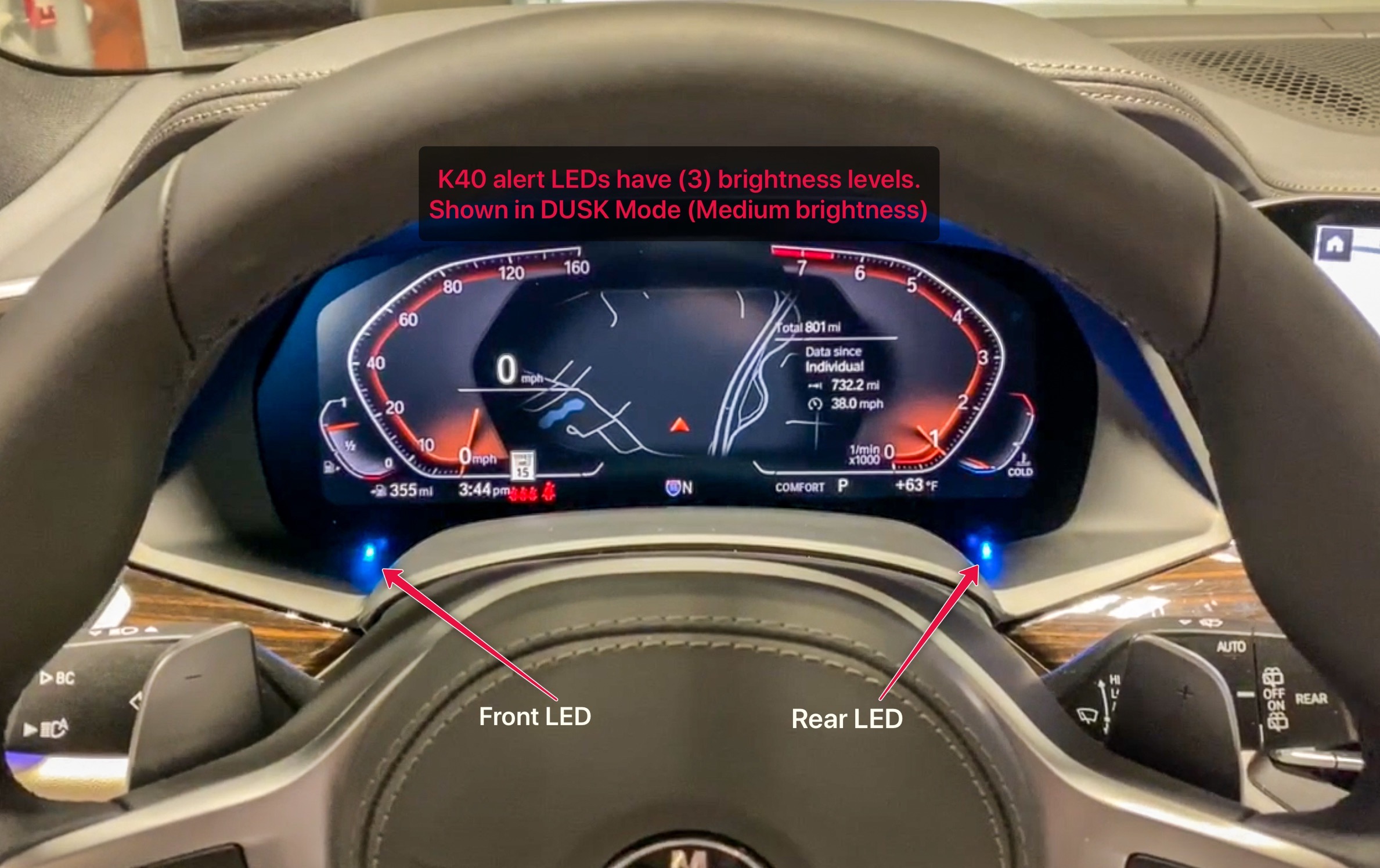 K40 Custom Hidden LED alerts illuminated in a 2020 BMW X5 in Charlotte, NC