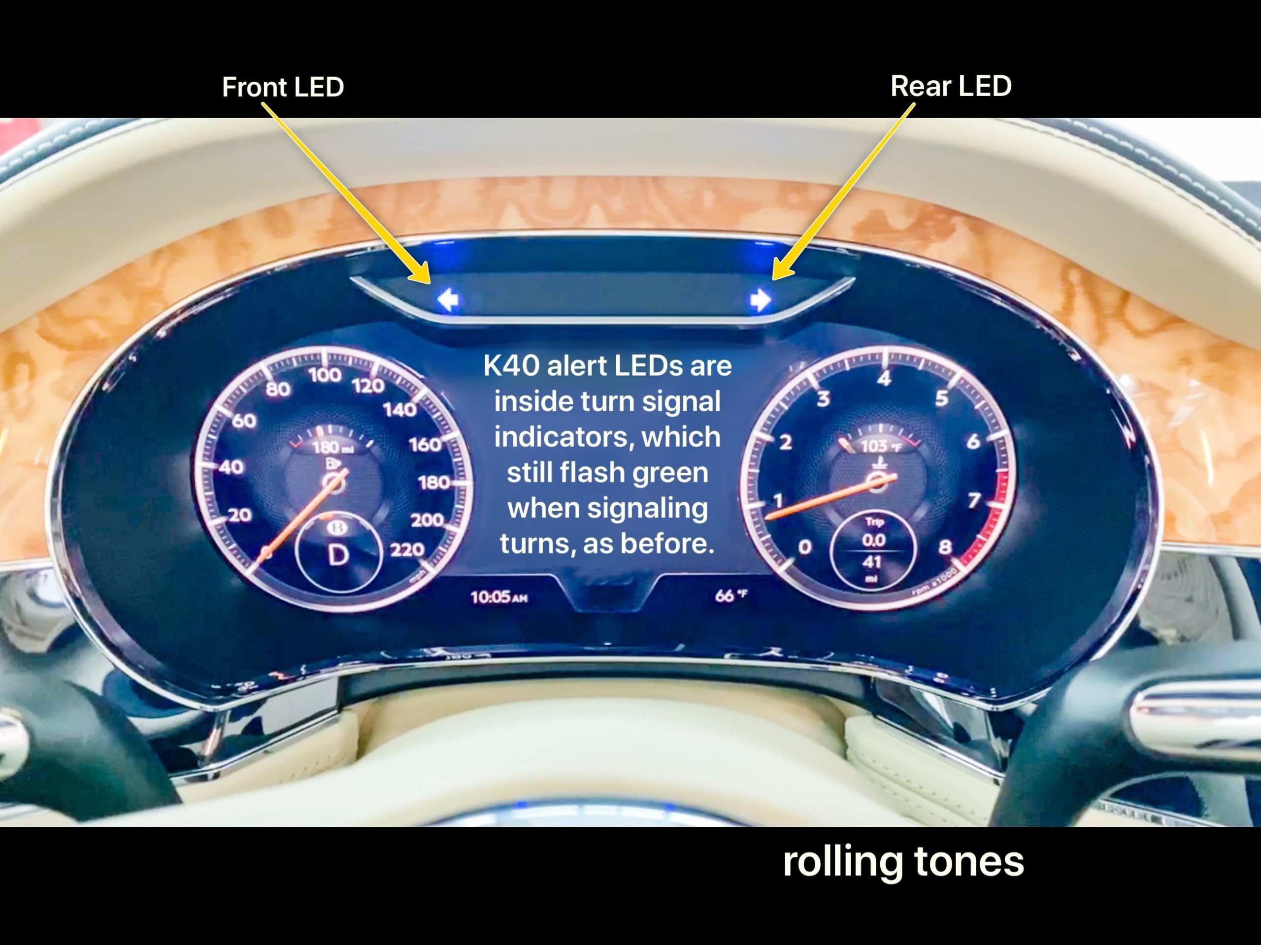 K40 Custom hidden LED alerts illuminated on a 2020 Bentley Continental GT in Charlotte, NC