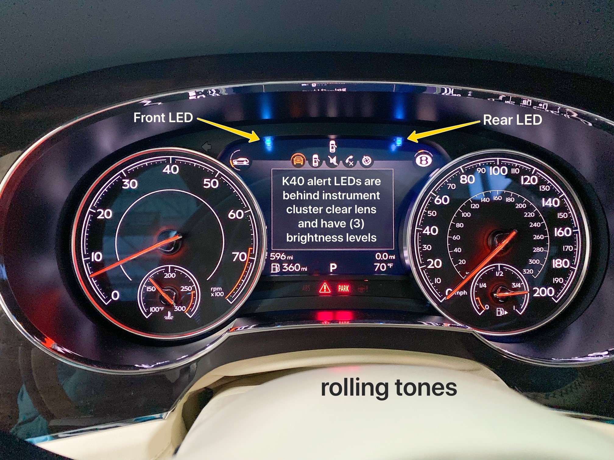 K40 Custom hidden LED alert illuminated on a 2020 Bentley Bentayga in Charlotte, NC