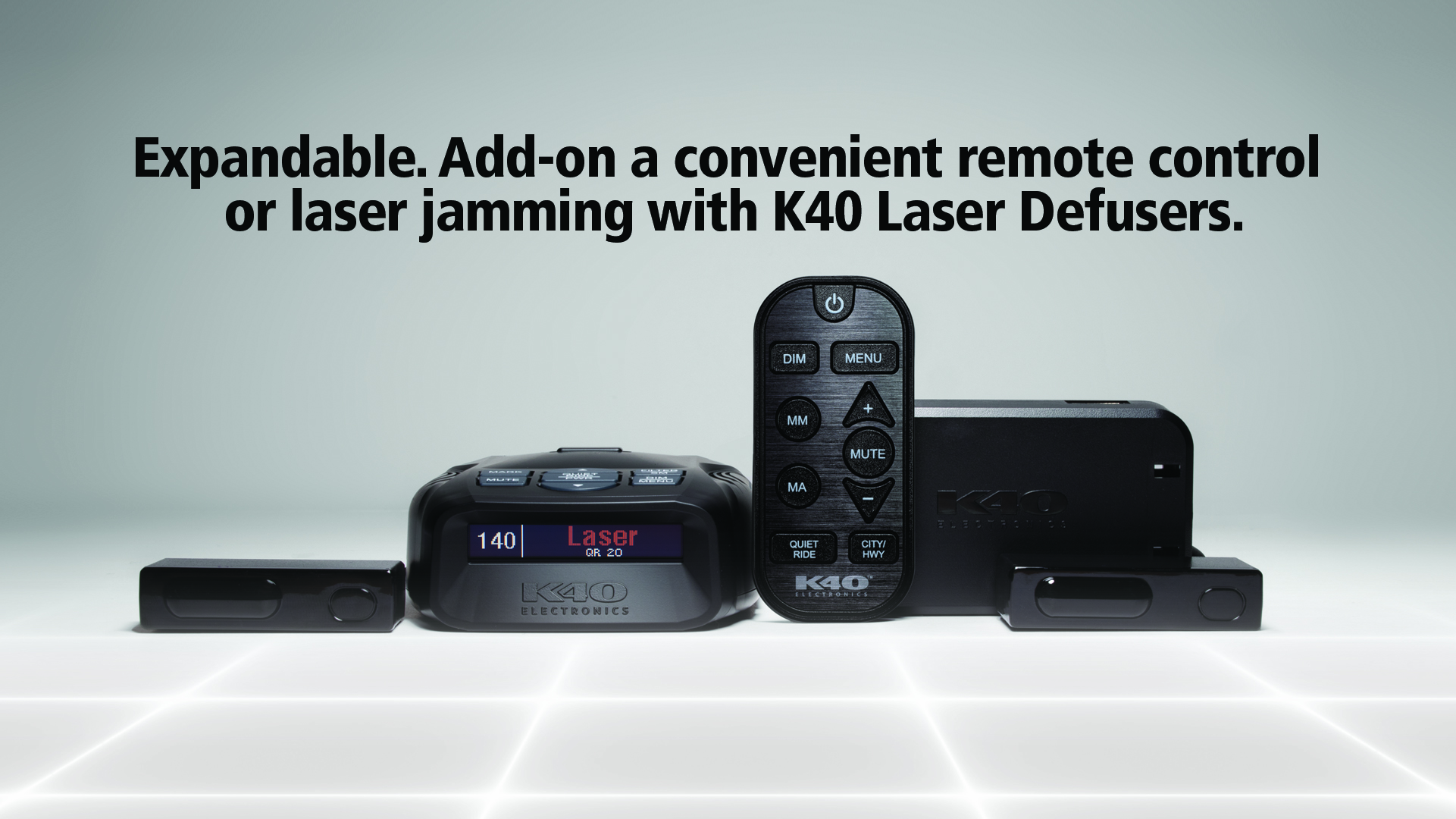 Platinum100 portable radar detector add-on wireless controller and Laser Defuser Optix transponders