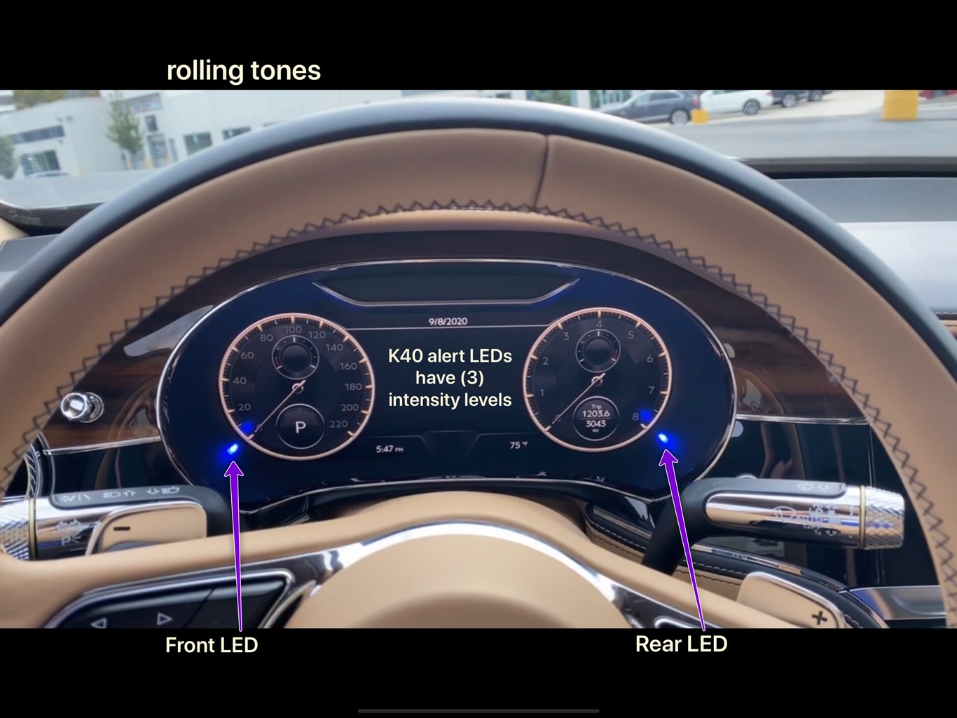 k40 radar detector alert led's in a 2020 Bentley Flying spur