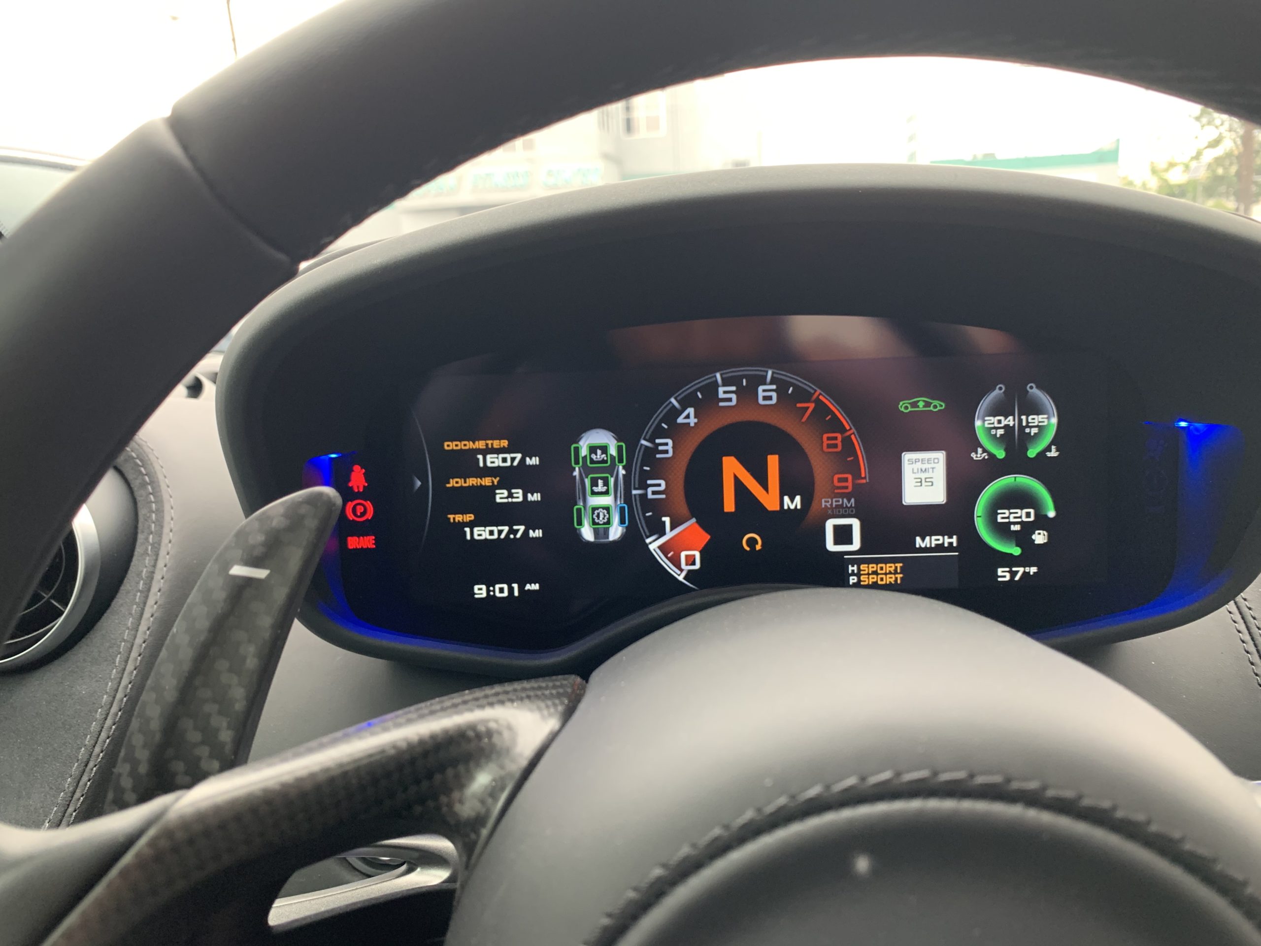 k40 radar detector alert leds on a 2019 McLaren