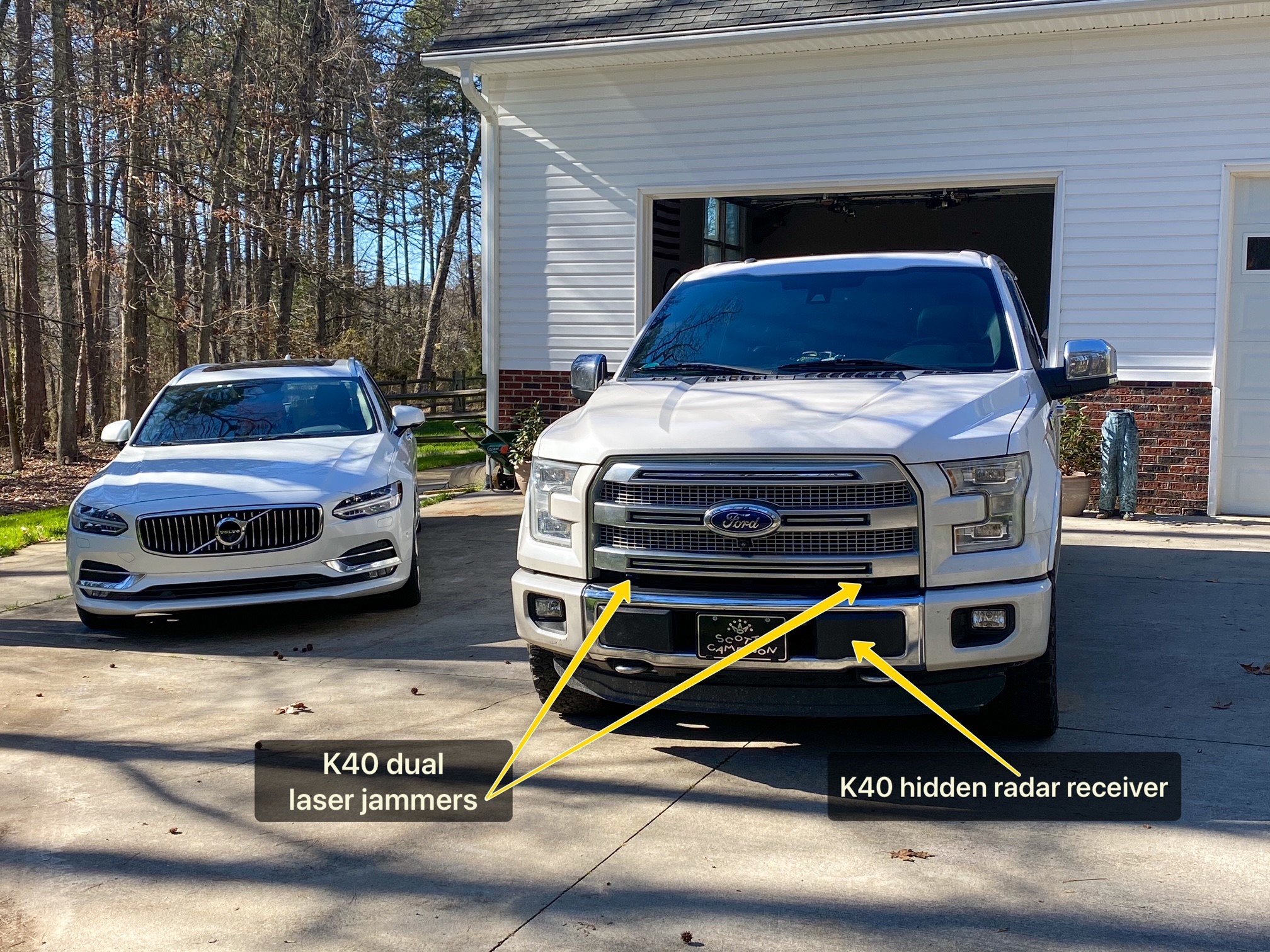 front radar detector and laser defusers on a 2015 ford f150 in charlotte, nc