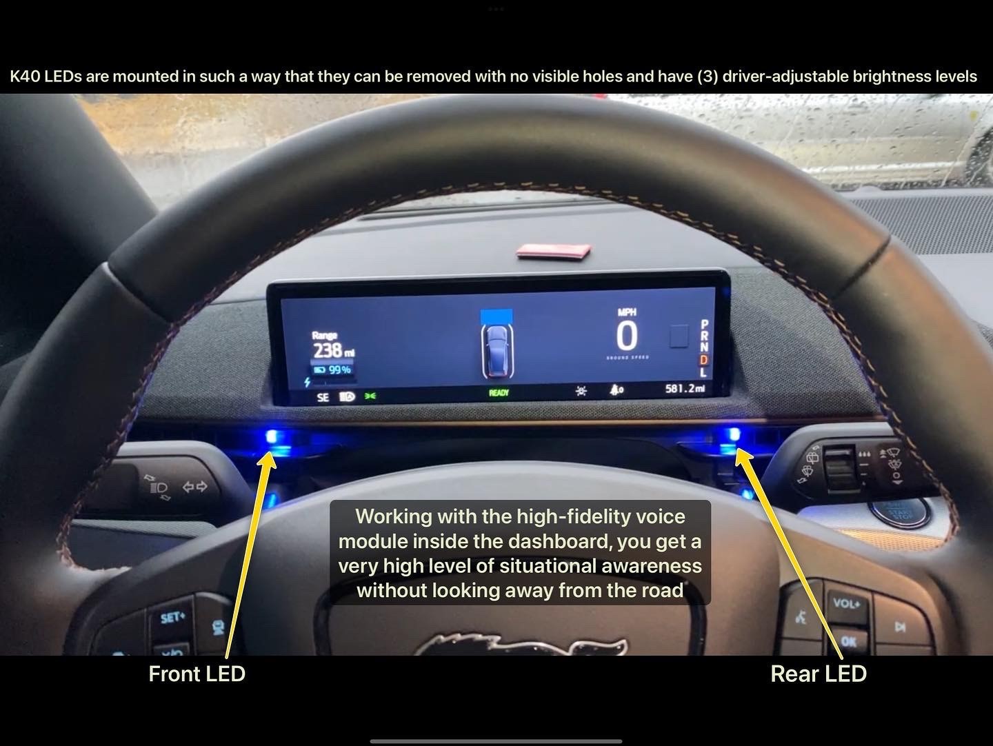 k40 radar detector alert leds on a 2022 ford mustang mach e in charlotte nc