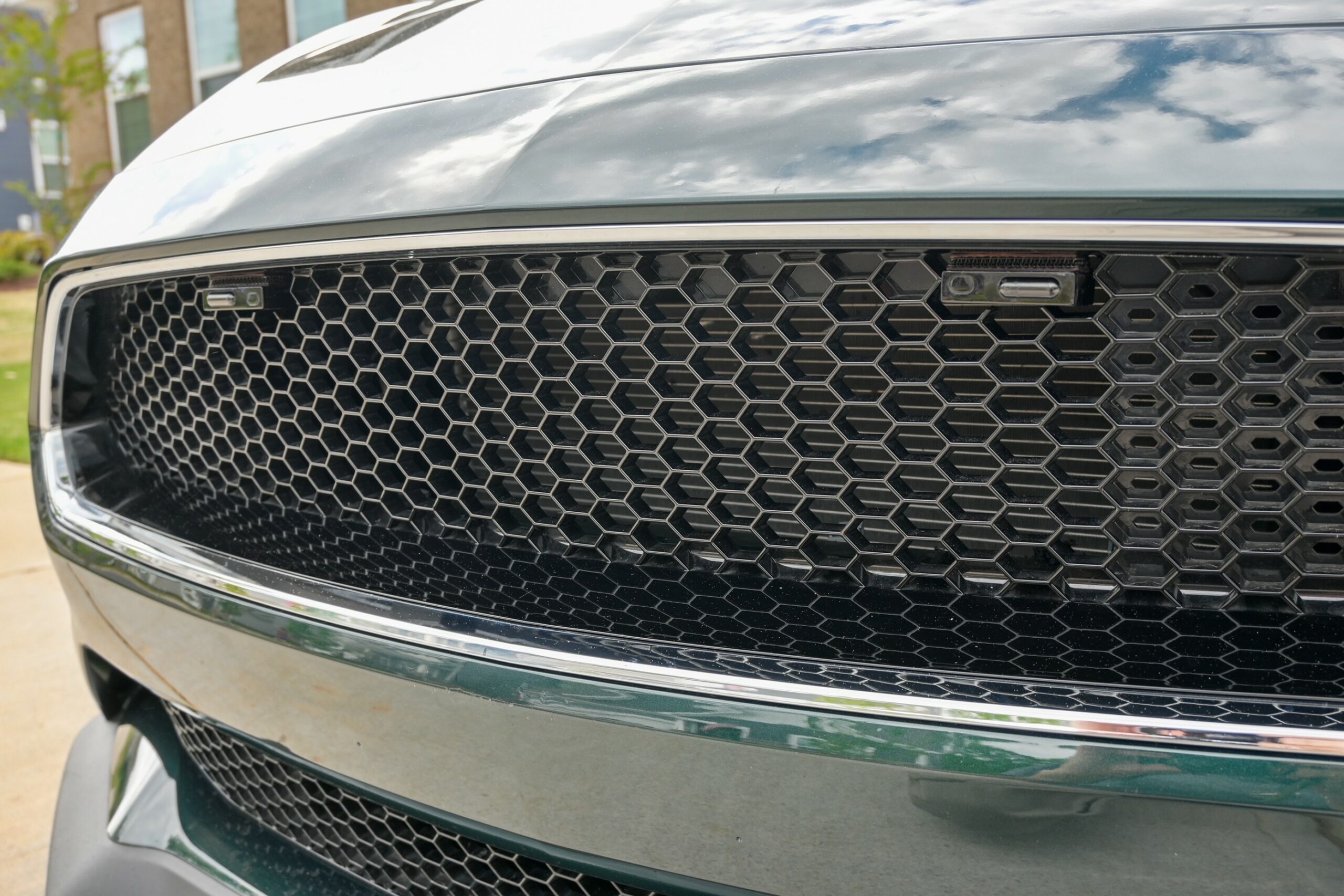 closeup of front k40 laser defusers on a 2020 ford mustang bullitt